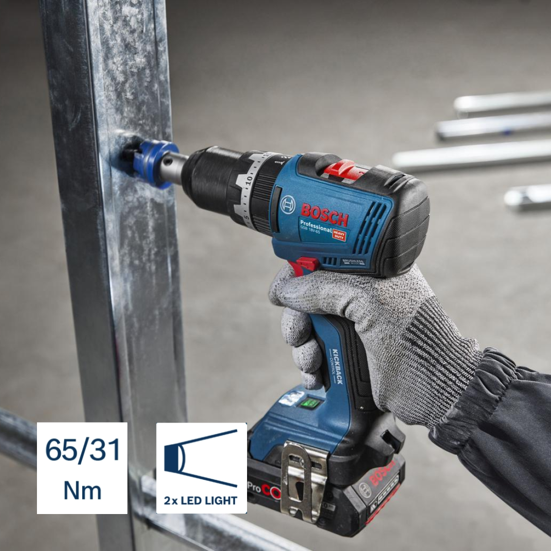 Kit Perceuse GSB 18V-65 + Meuleuse GWS 18V-8 BOSCH PROFESSIONAL, 2 batteries 4Ah - 5