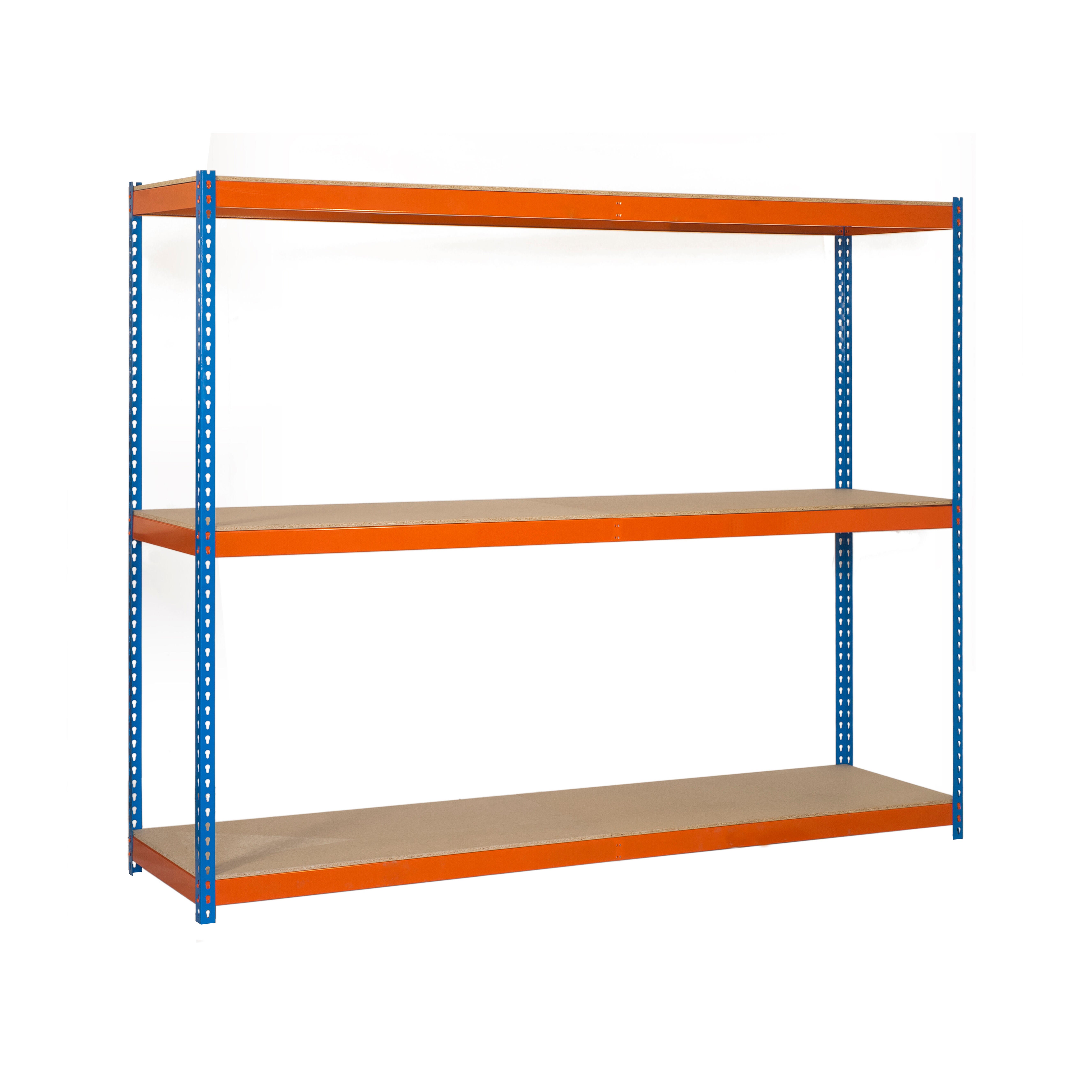 Estantería en kit de 150x150x60cm de carga máx. 600 kg por balda color azul/naranja/madera