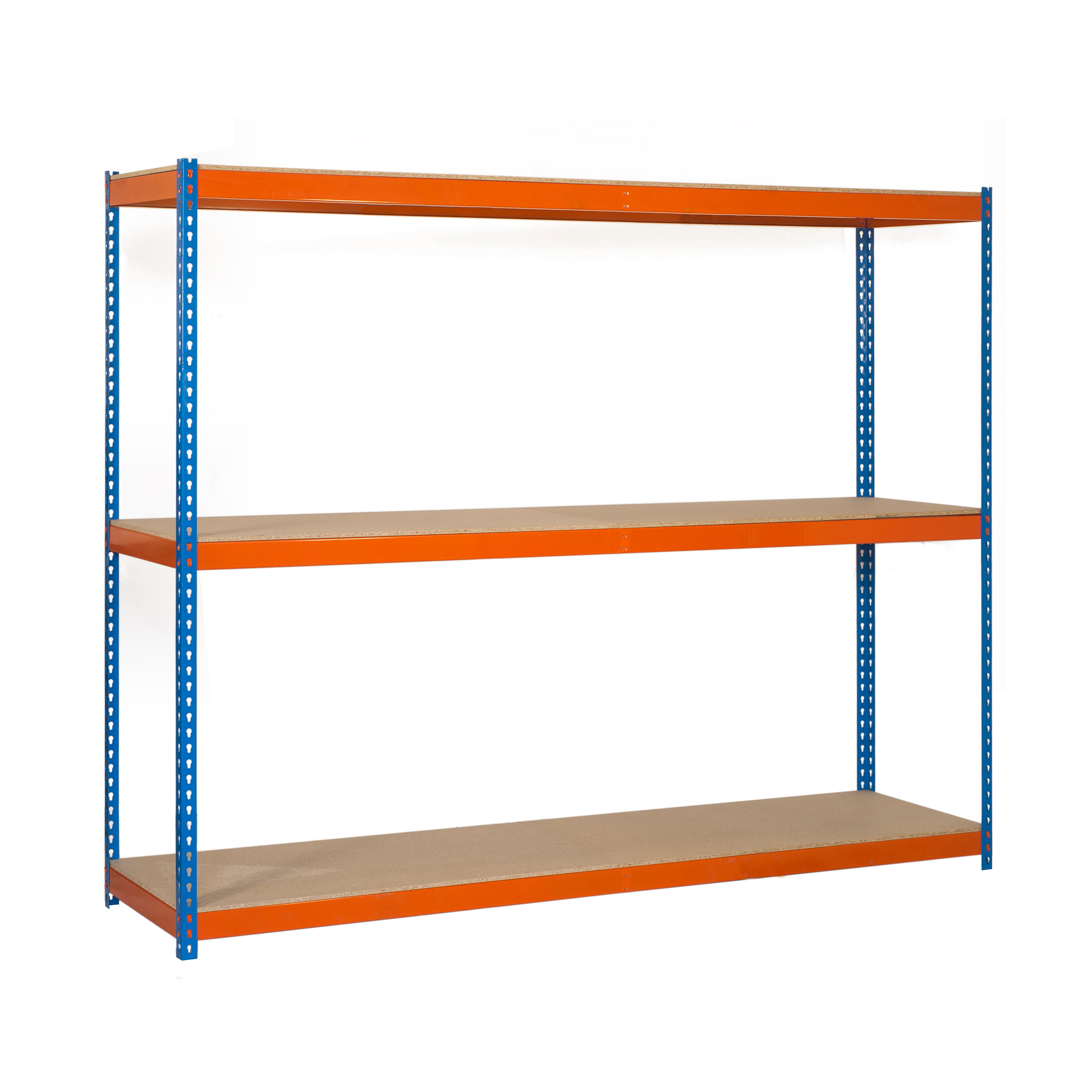 Estantería en kit de 150x150x45cm de carga máx. 400 kg por balda color azul/naranja/madera