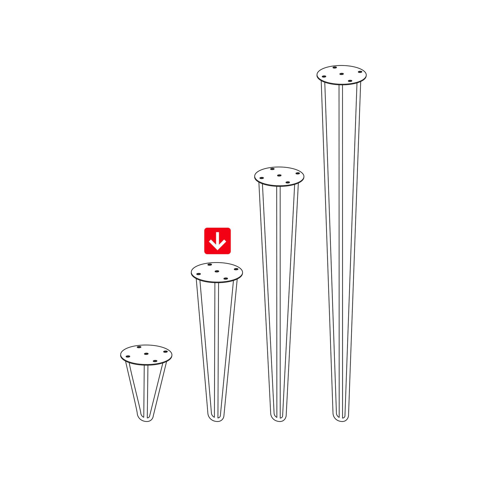 Pés de móvel METAL H400 D80 951 PRETO - 6