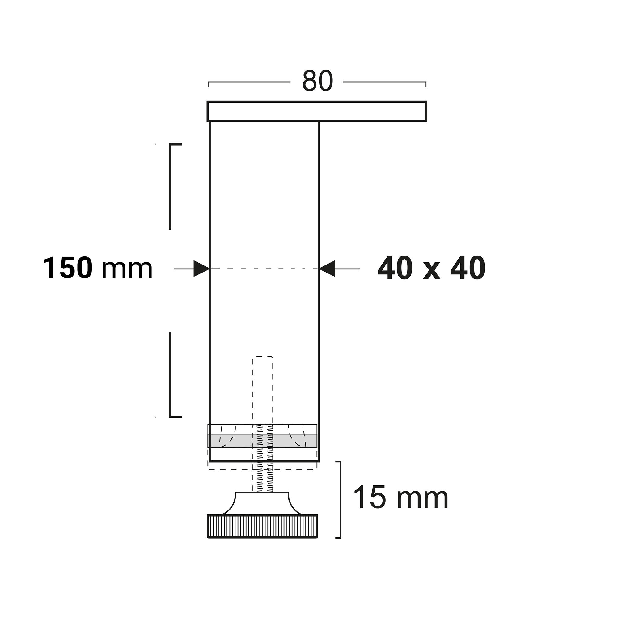 Pata para mueble de aluminio con altura regulable color gris altura 15 cm - 2