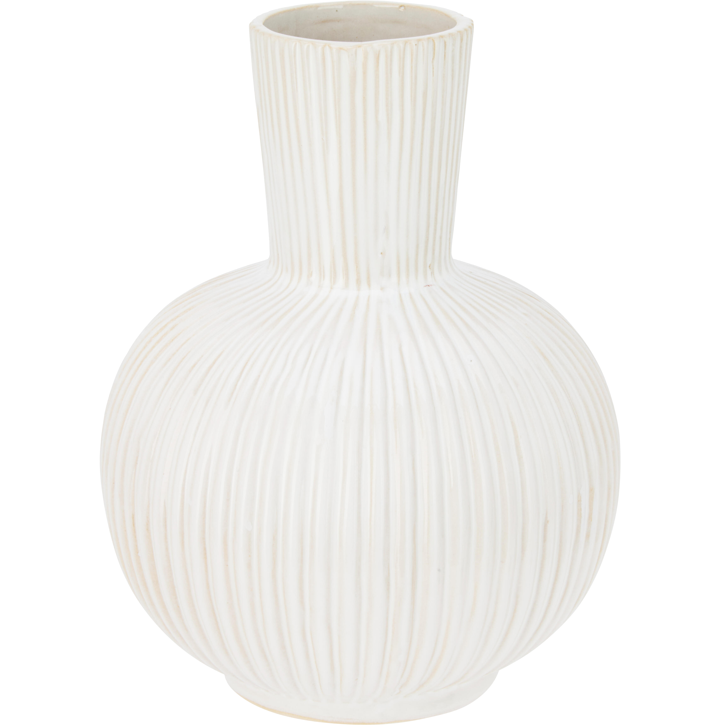 Wazon ceramiczny biały ryflowany wys. 21 cm