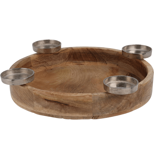 Świecznik Wieniec drewniany na tealighty 42.5 x 7.5 cm 