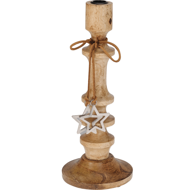 Świecznik drewniany Gwiazda na świecę stołową wys. 30 cm