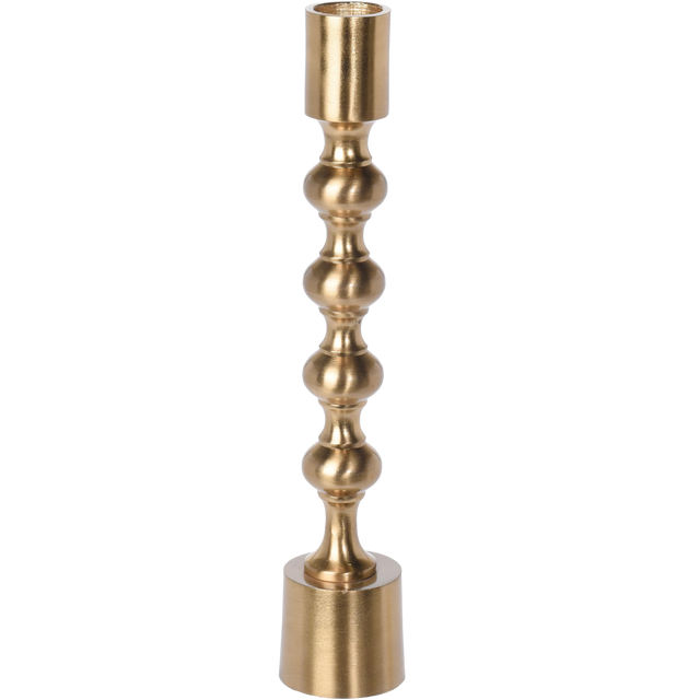 Świecznik metalowy na świecę stołową wys. 23 cm złoty