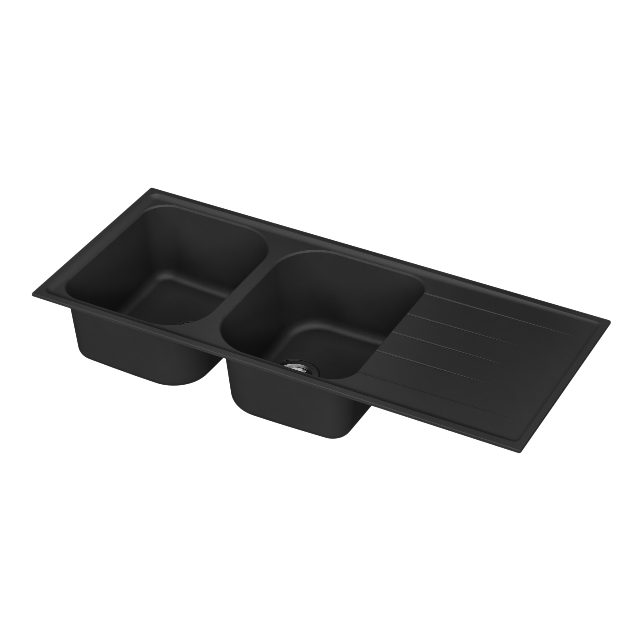 Evier en quartz et résine 2 bacs 116 x 50 cm vidage inclus Elbe noir - 6
