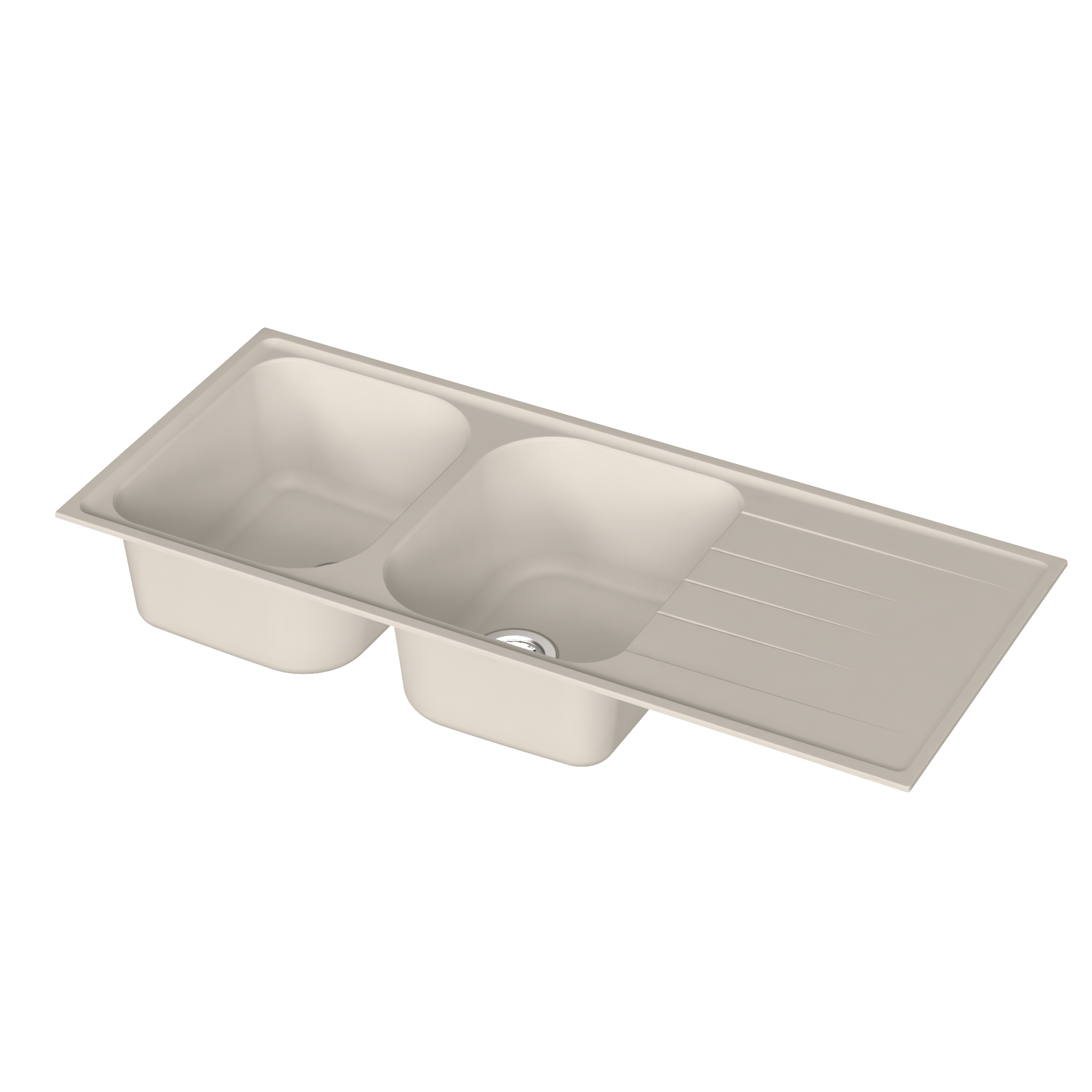Evier à encastrer 2 bacs avec égouttoir, Quartz et résine, ELBE Blanc - 6