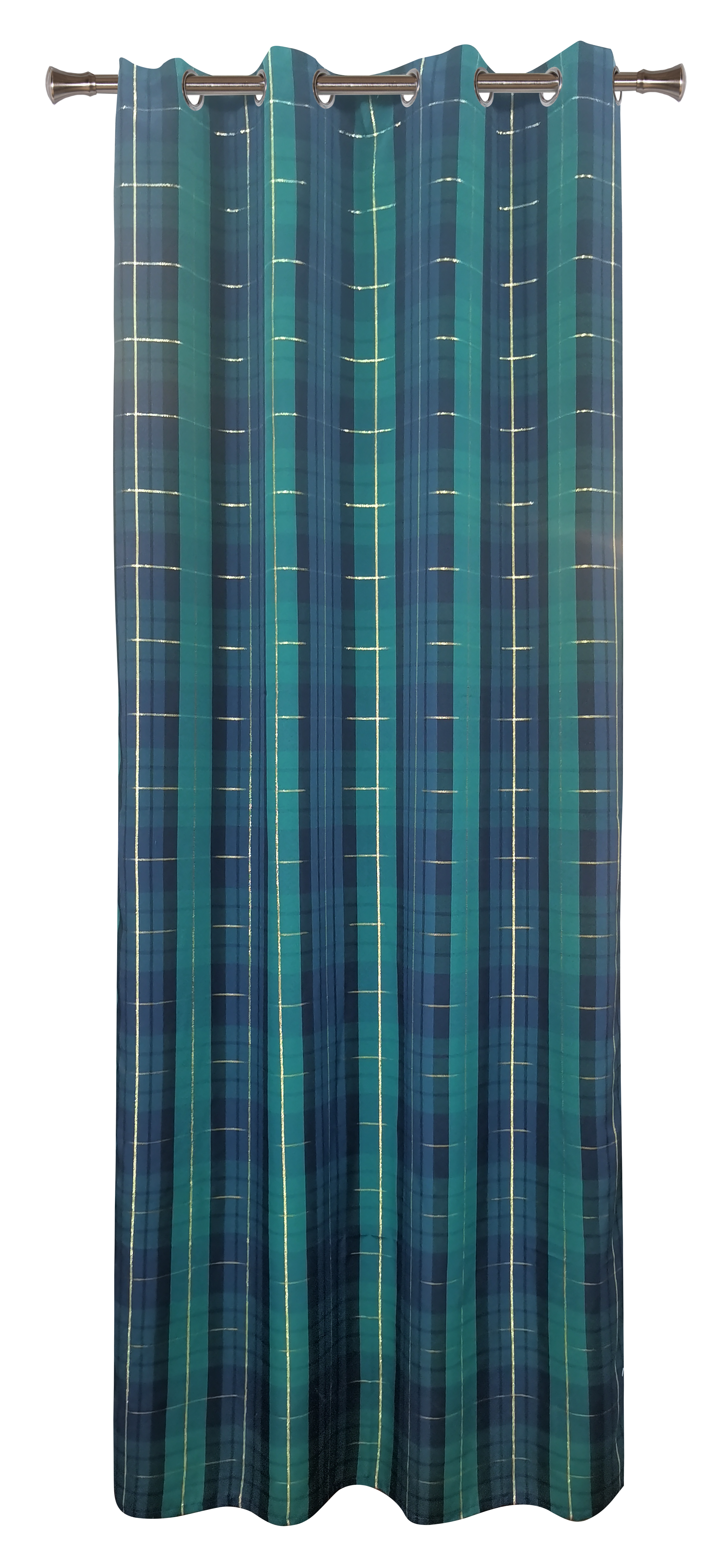 Zasłona Tartan zielono-granatowa 140 x 260 cm na przelotkach