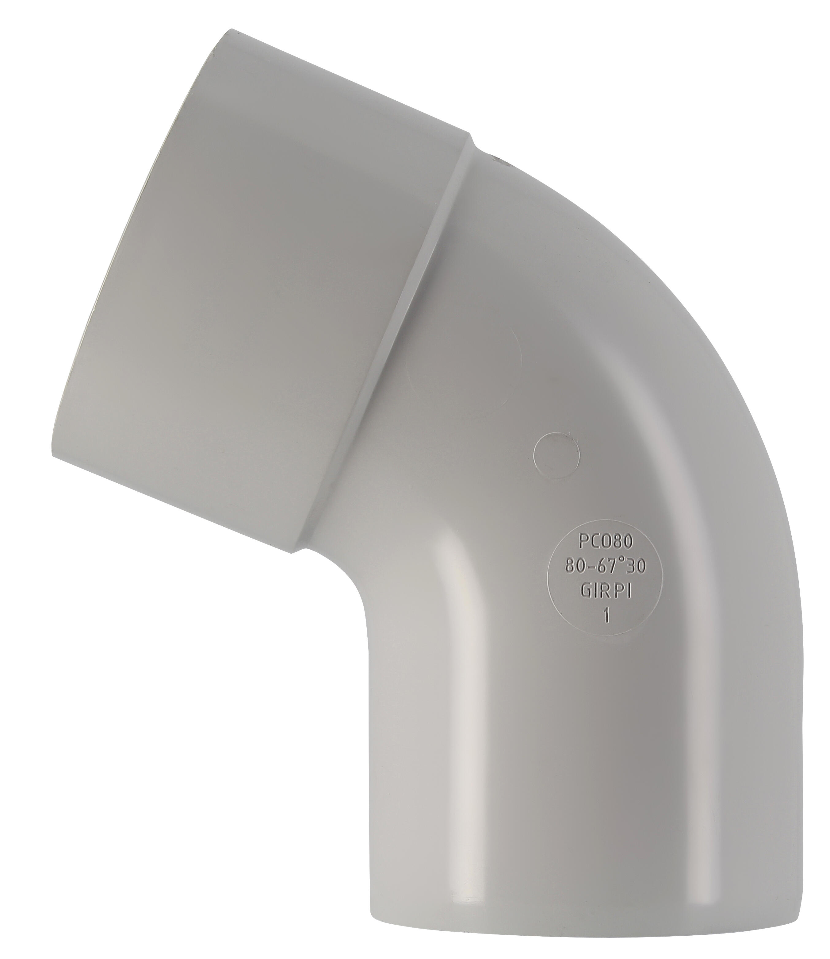 Coude 67.3° pvc gris GIRPI, Dév.25 cm Diam.80 mm - 2