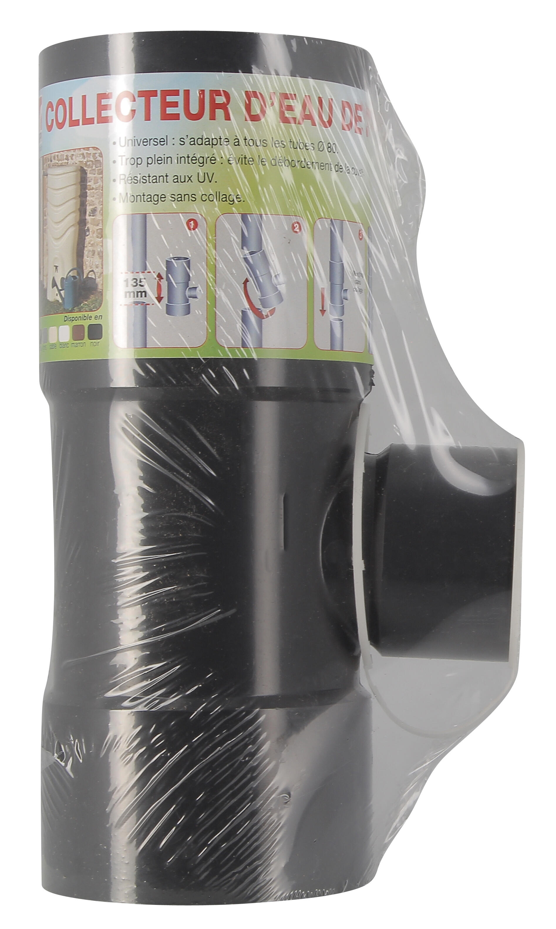 Collecteur pour gouttière D80, PVC, ardoise - 3