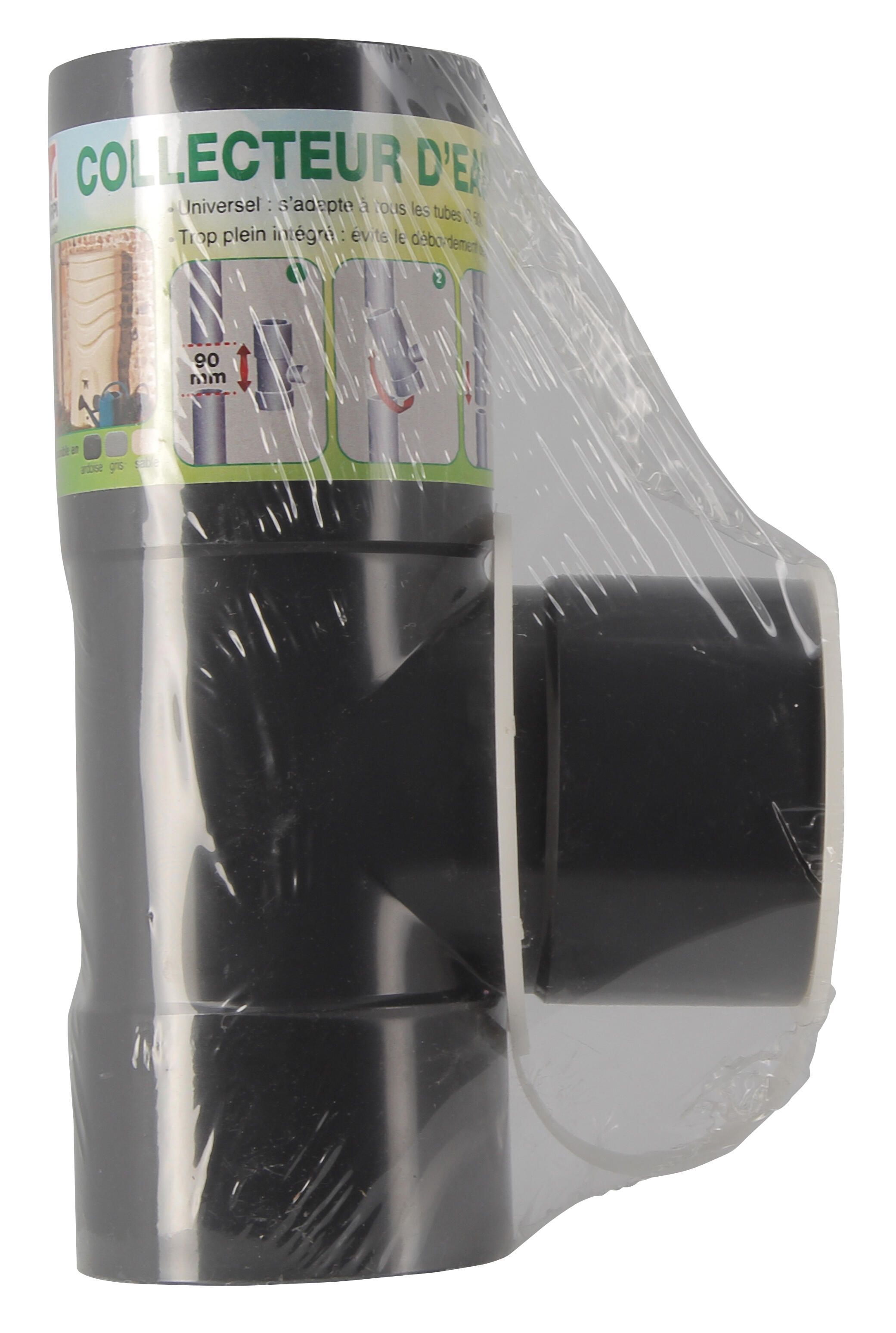 Collecteur d'eau pour gouttière ronde pvc ardoise GIRPI, Dév.16 cm Diam.50 mm - 3
