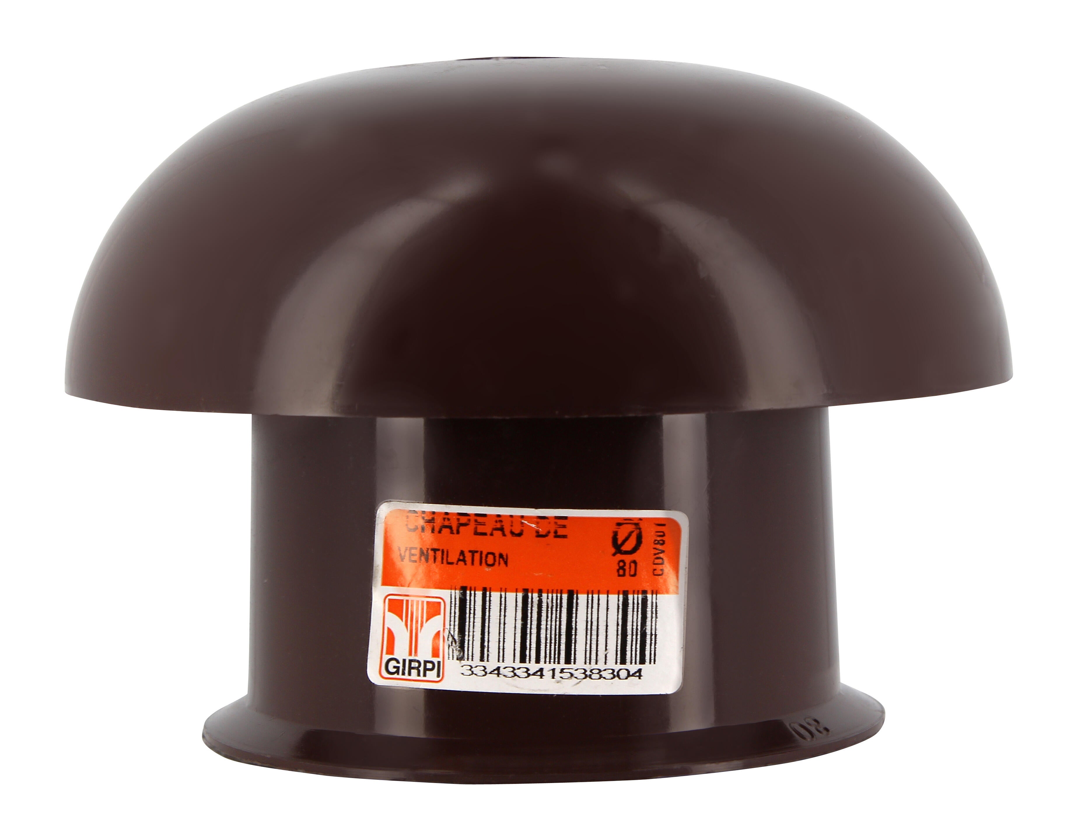 Chapeau de ventilation femelle pvc rouge tuile GIRPI, Diam.80 mm - 3