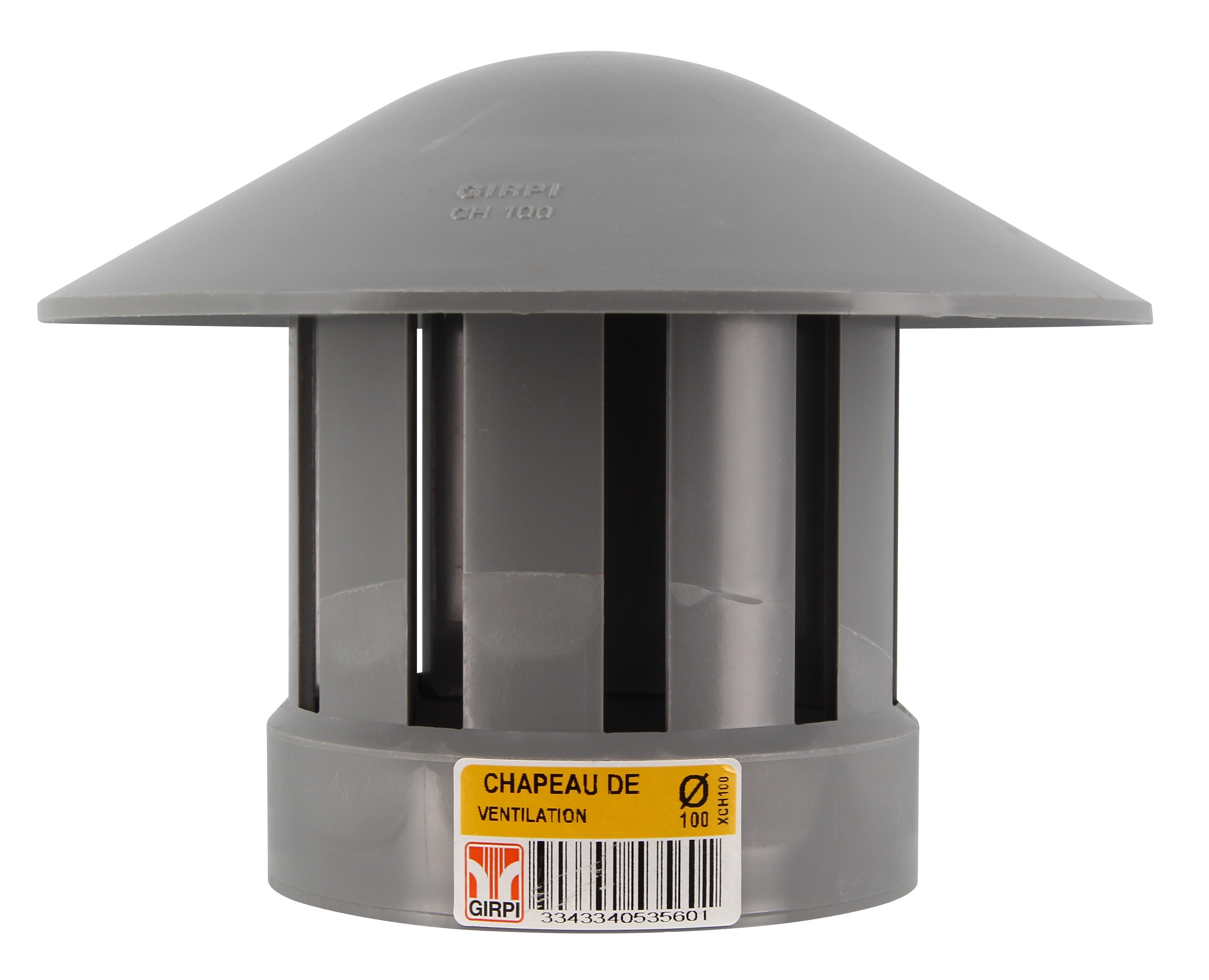 Chapeau de ventilation femelle pvc gris GIRPI, Diam.100 mm - 3