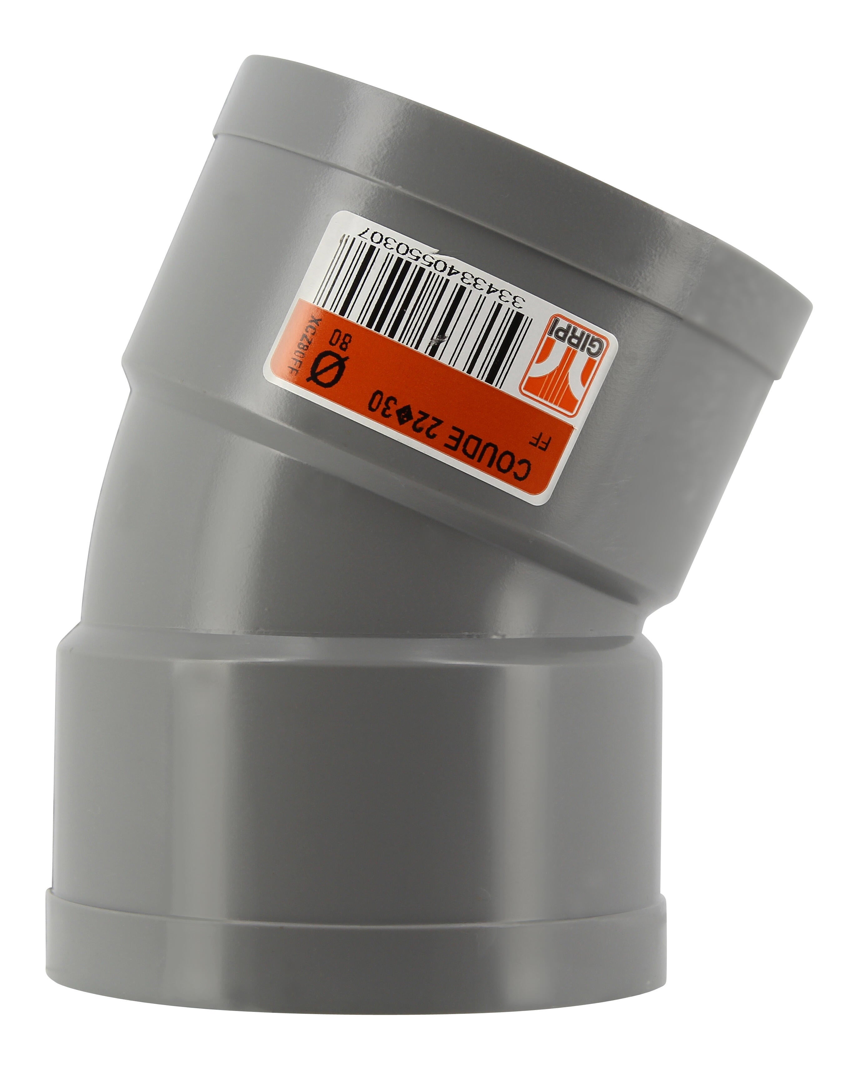 Coude femelle / femelle 22° pvc Diam.80 mm GIRPI - 4