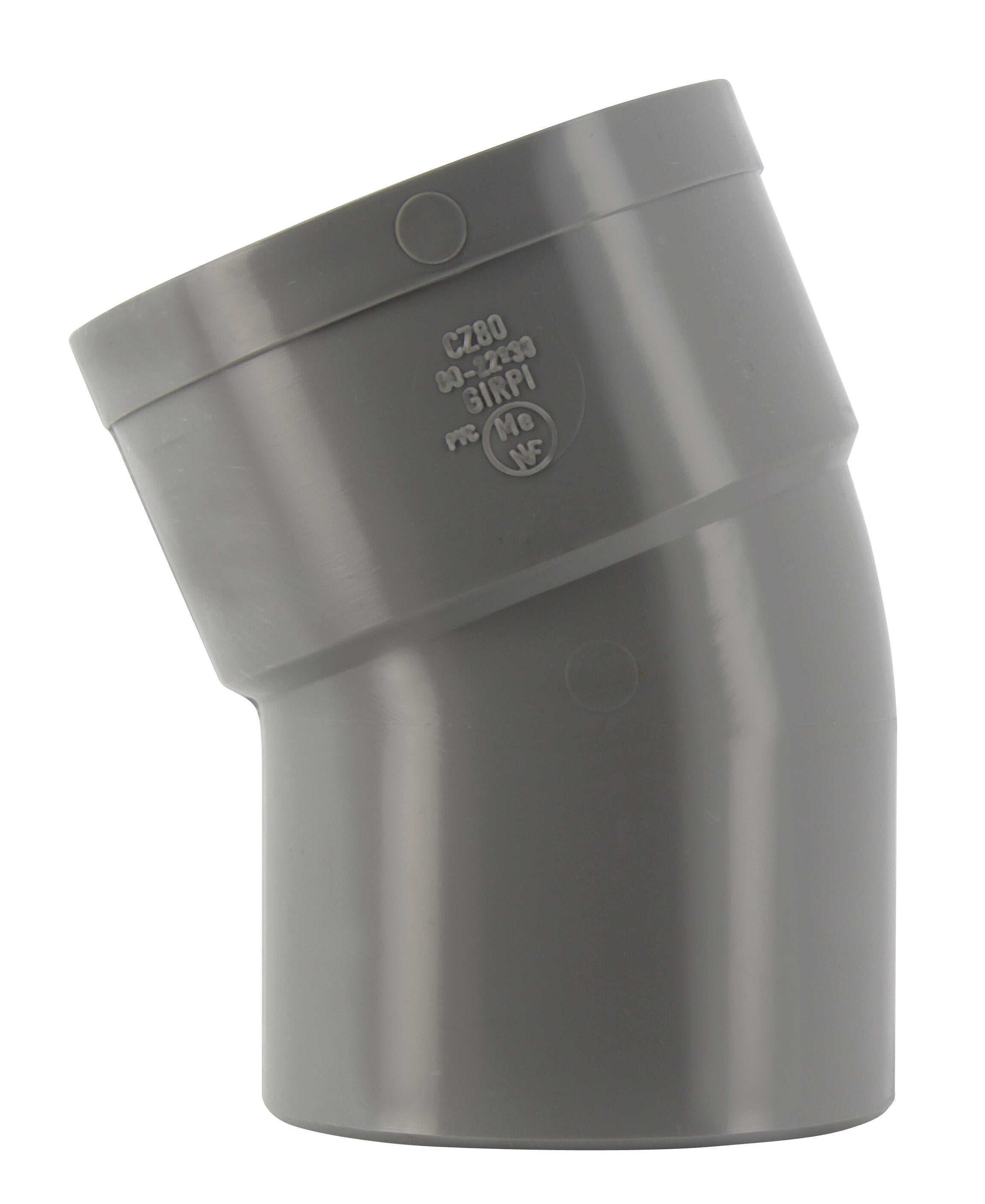 Coude mâle / femelle 22° pvc Diam.80 mm GIRPI - 2