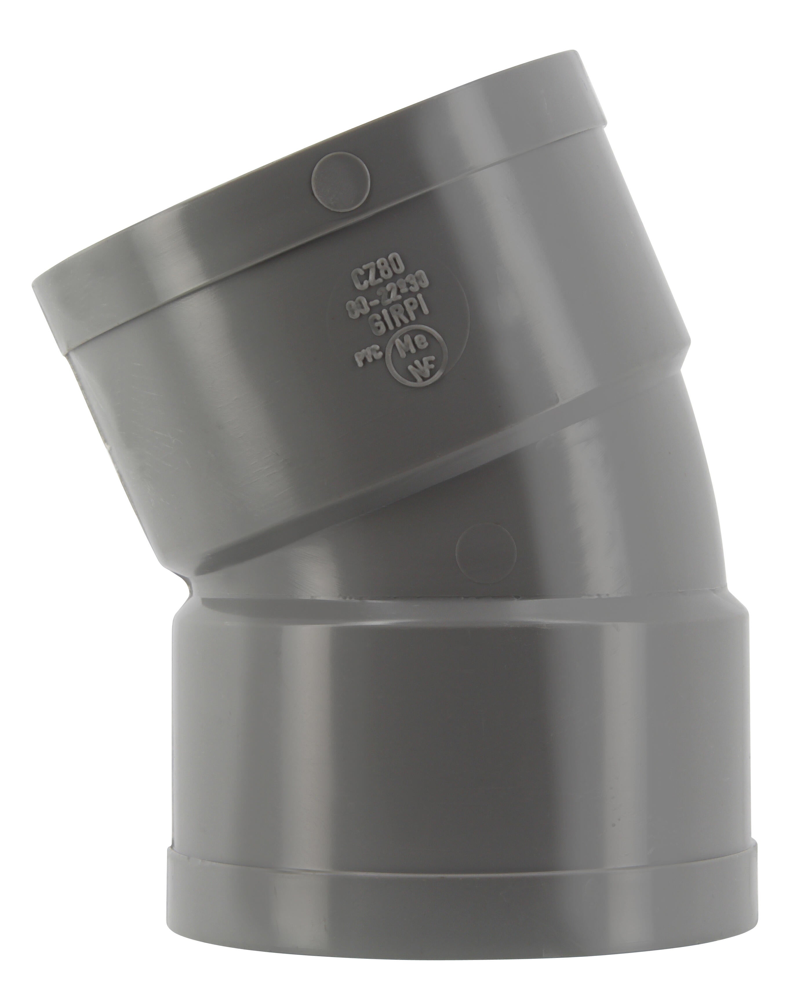 Coude femelle / femelle 22° pvc Diam.80 mm GIRPI - 2