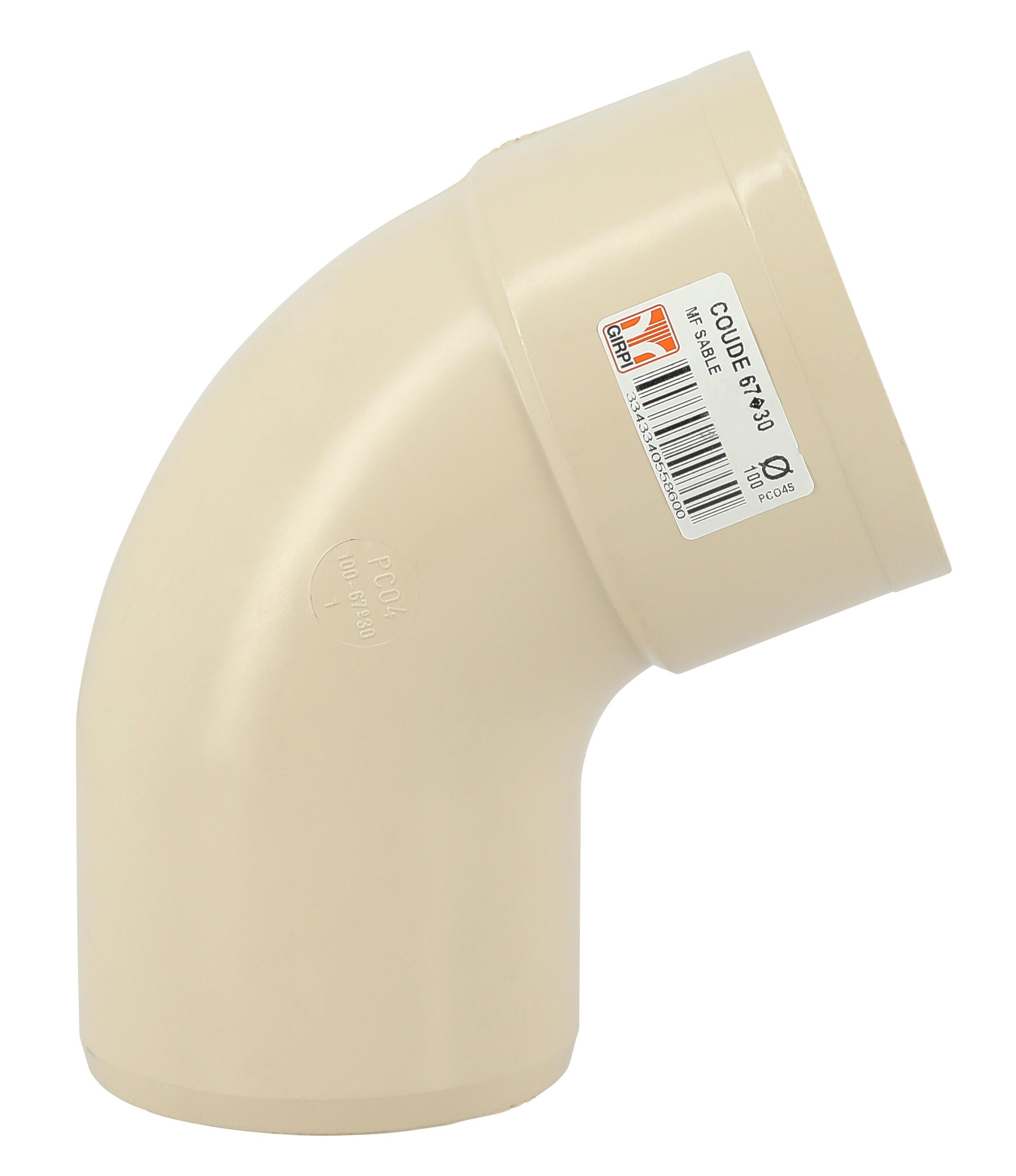 Coude 67.3° pvc sable GIRPI, Dév.33 cm Diam.100 mm - 4