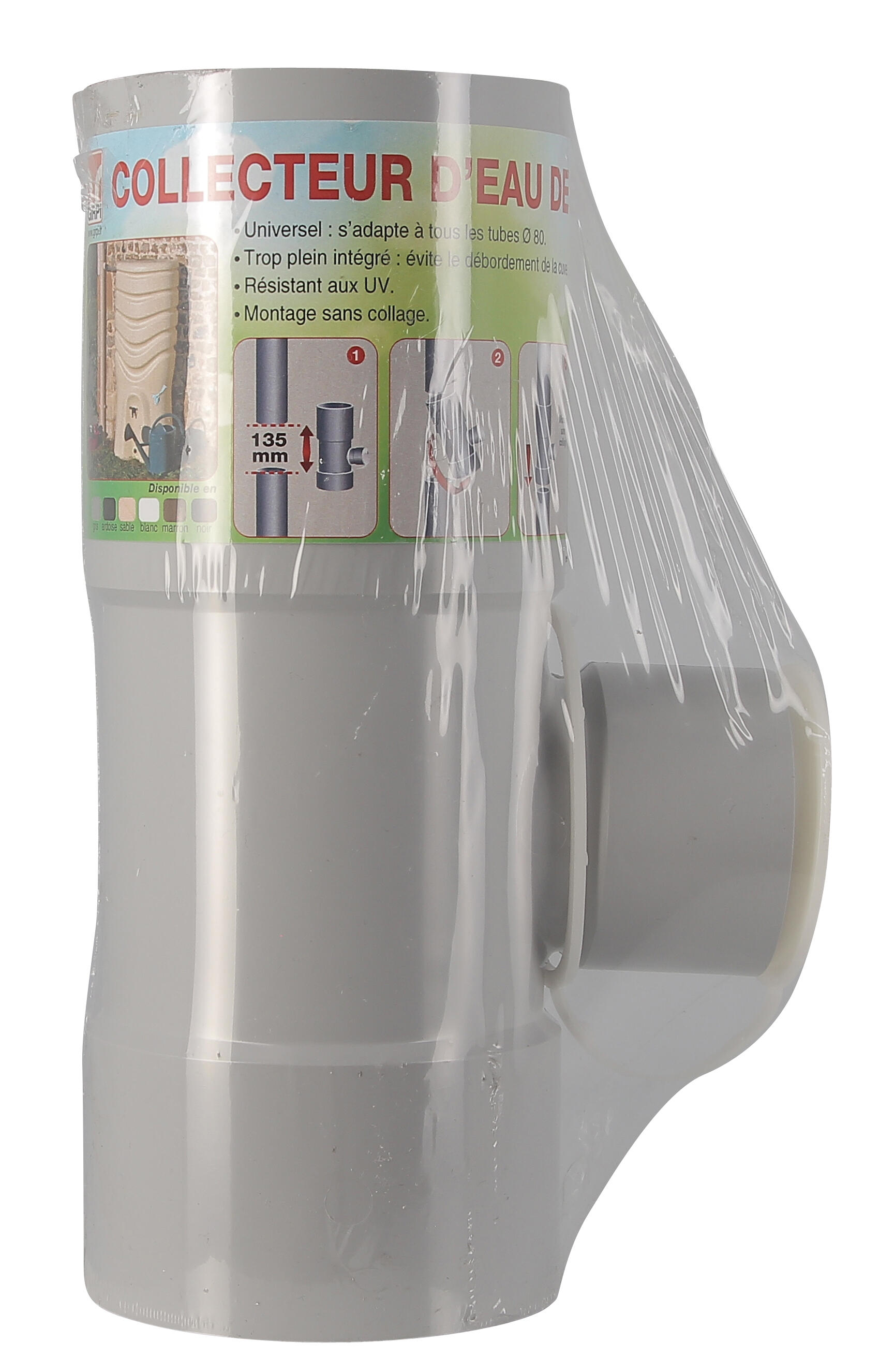 Collecteur d'eau pvc gris GIRPI, Dév.25 cm Diam.80 mm - 3