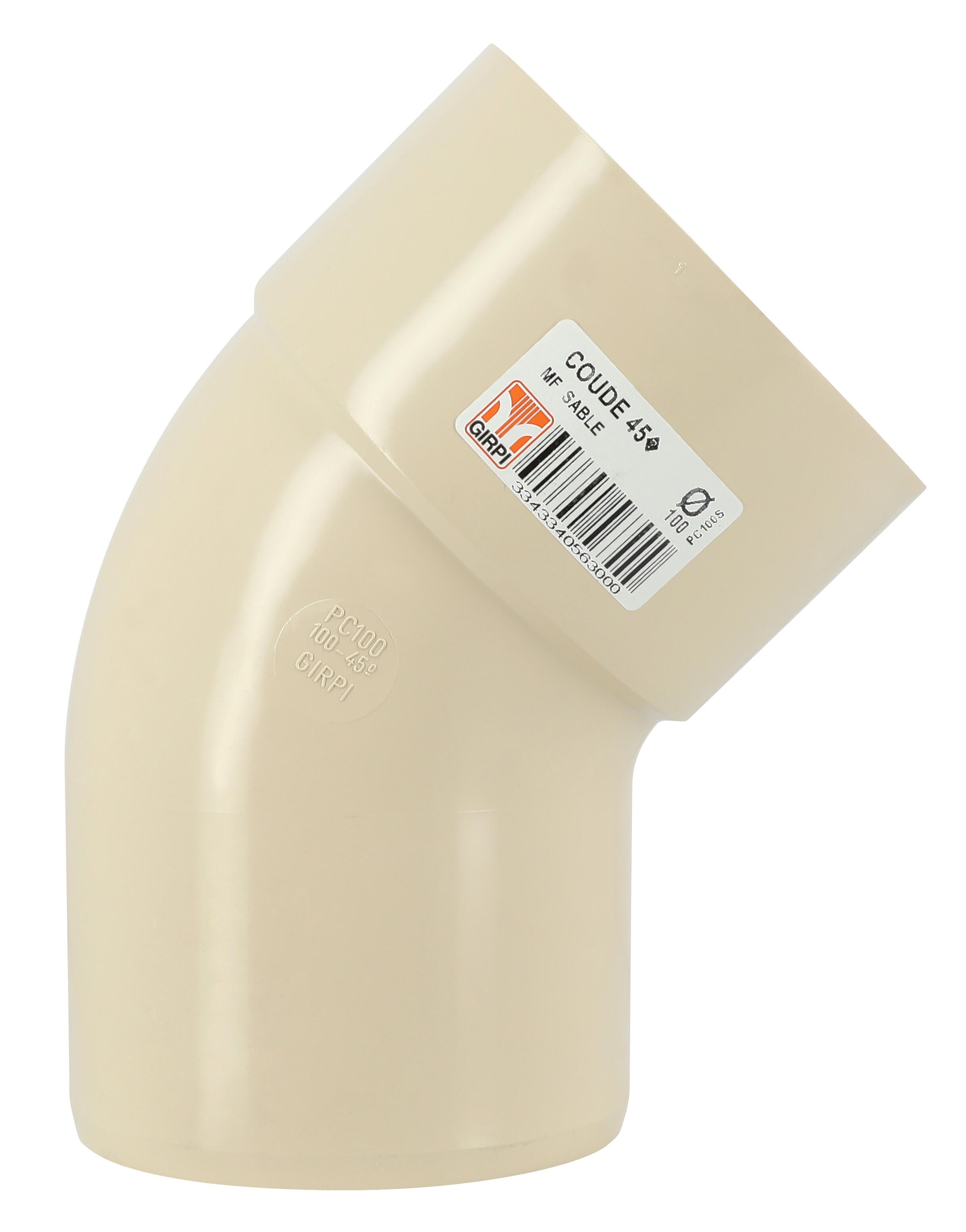 Coude 45° mf pvc sable GIRPI, Dév.33 cm Diam.100 mm - 4