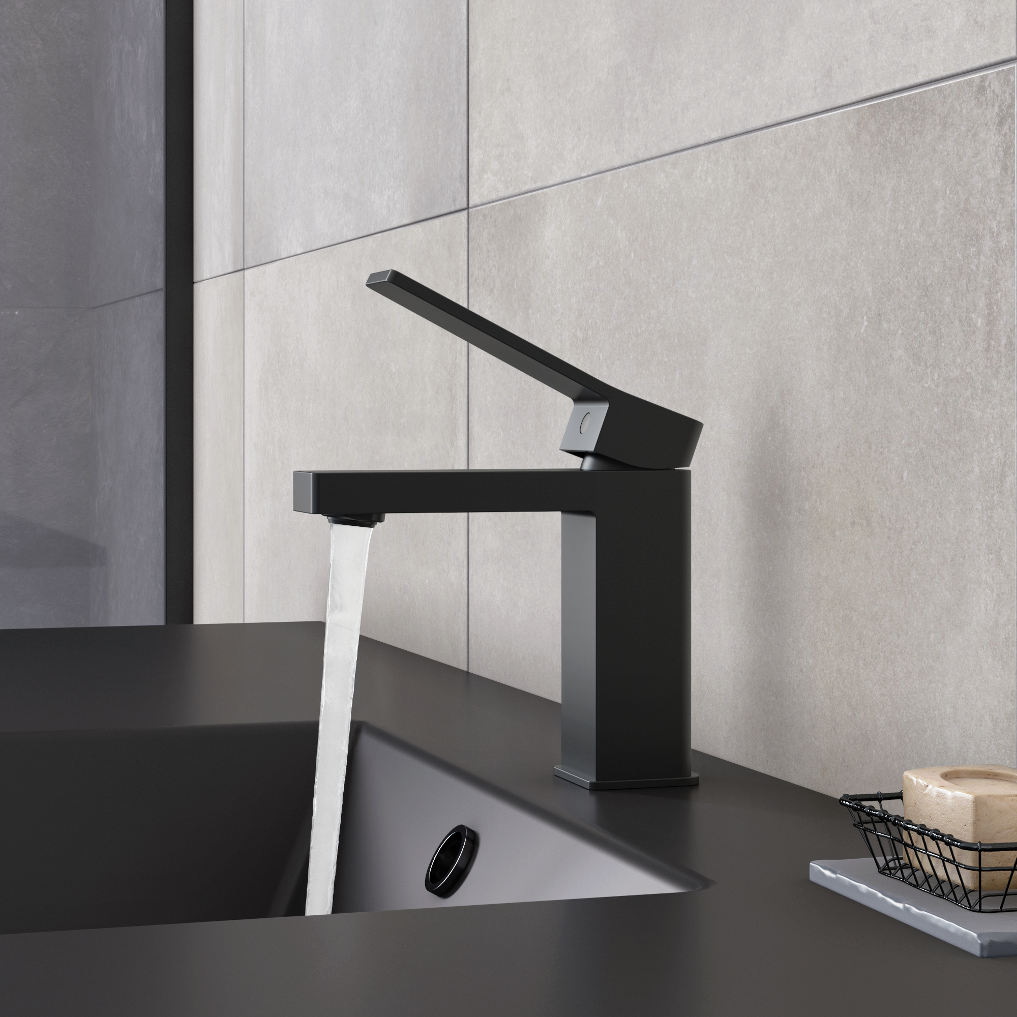 Mitigeur de lavabo noir M, Studio, SENSEA - 5