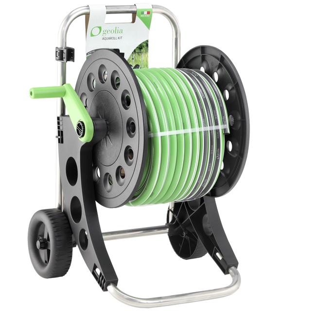 Bęben na wózku Aquaroll z wężem ogrodowym Aqualis 15 mm/25 m Geolia