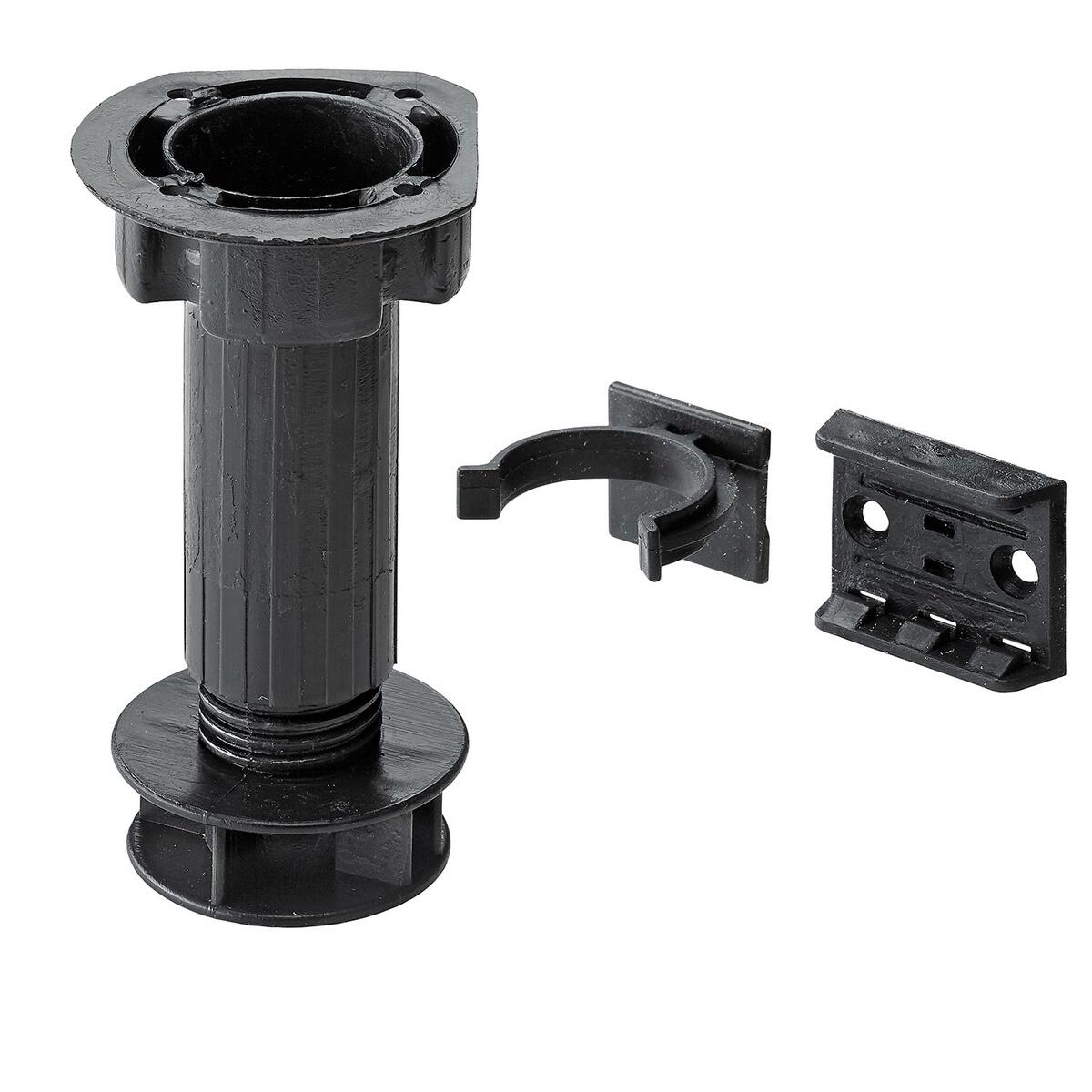 4 Pied de table HETTICH réglable rond, polypropylène noir H. max 12 x l.2.5 cm - 2