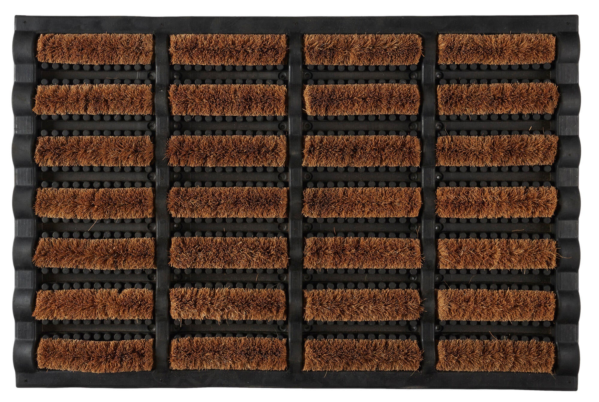 Felpudo coco rascador the home deco factory marrón y negro rectangular 40x60cm base antideslizante