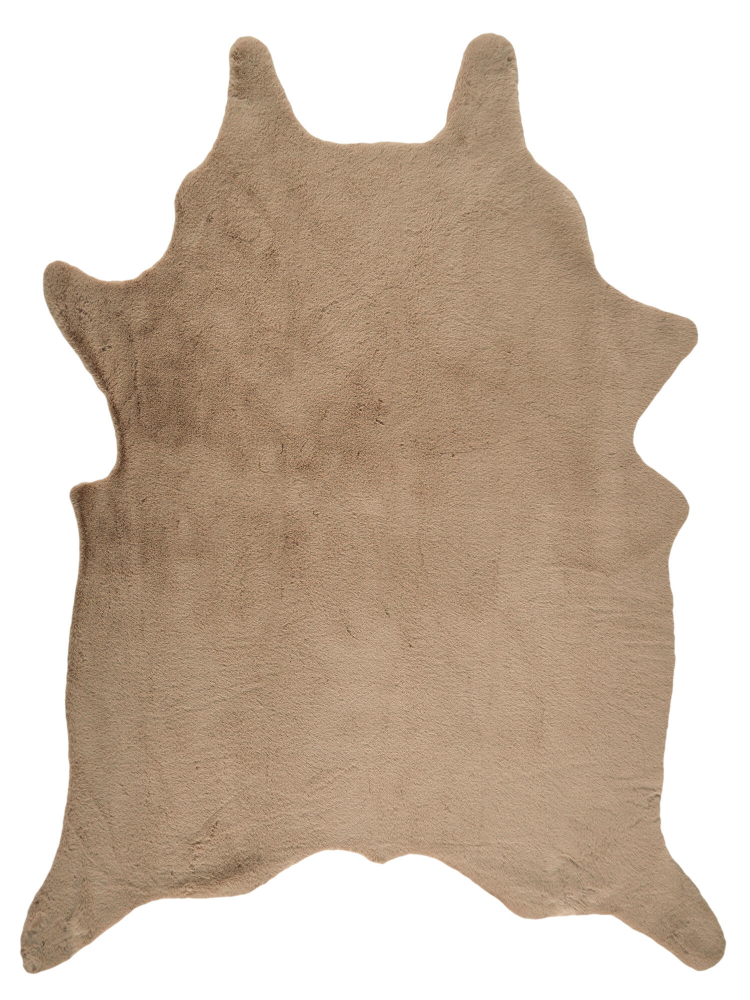 Alfombra piel animal poliéster pelo corto the home deco factory liso gris toupe irregular 158x120cm