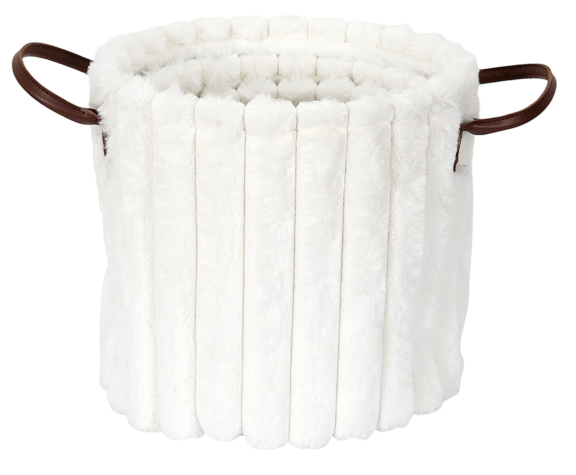 Set de 3 cestas decorativas poliéster blancas