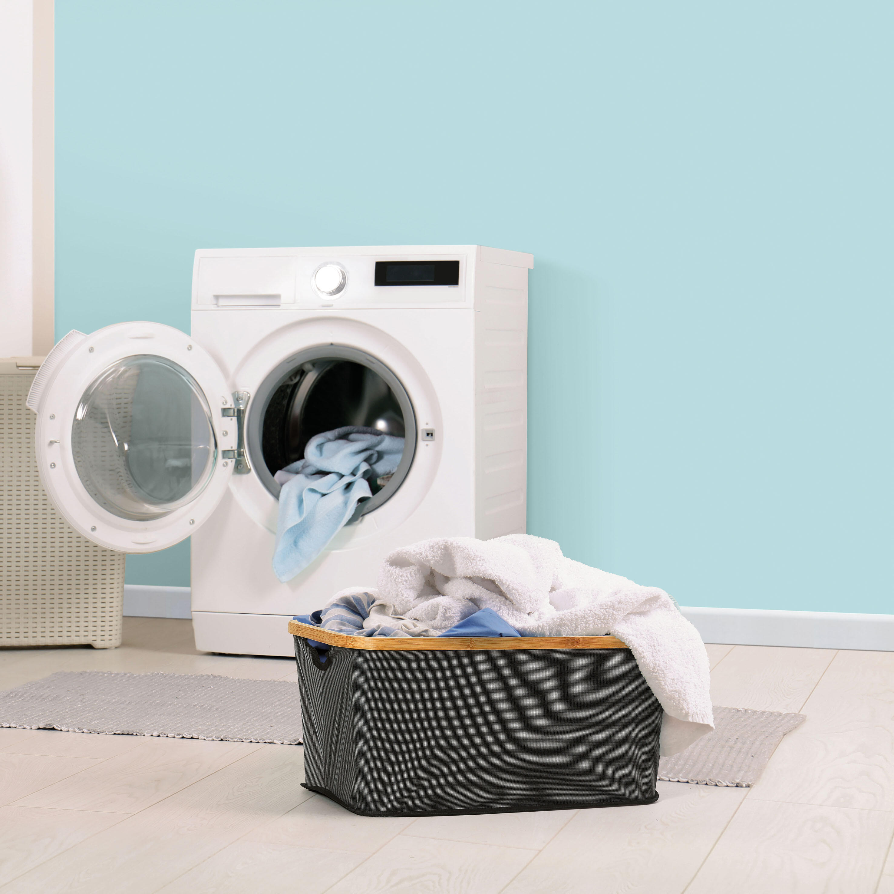 Cesto de ropa de color negro plegable y 30 litros de capacidad