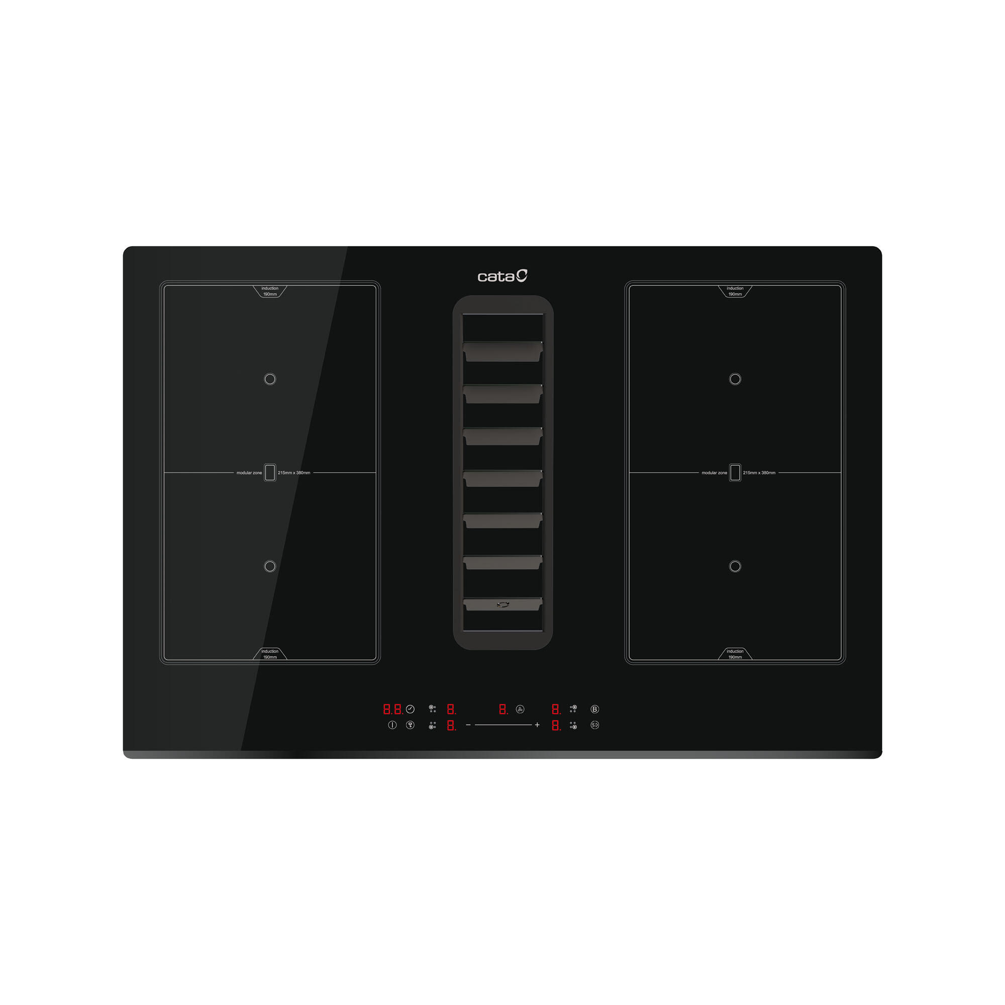 Placa de indução com exaustor 691,5 m3/h 4 zonas de cozedura 77x52x17 cm preto - 2