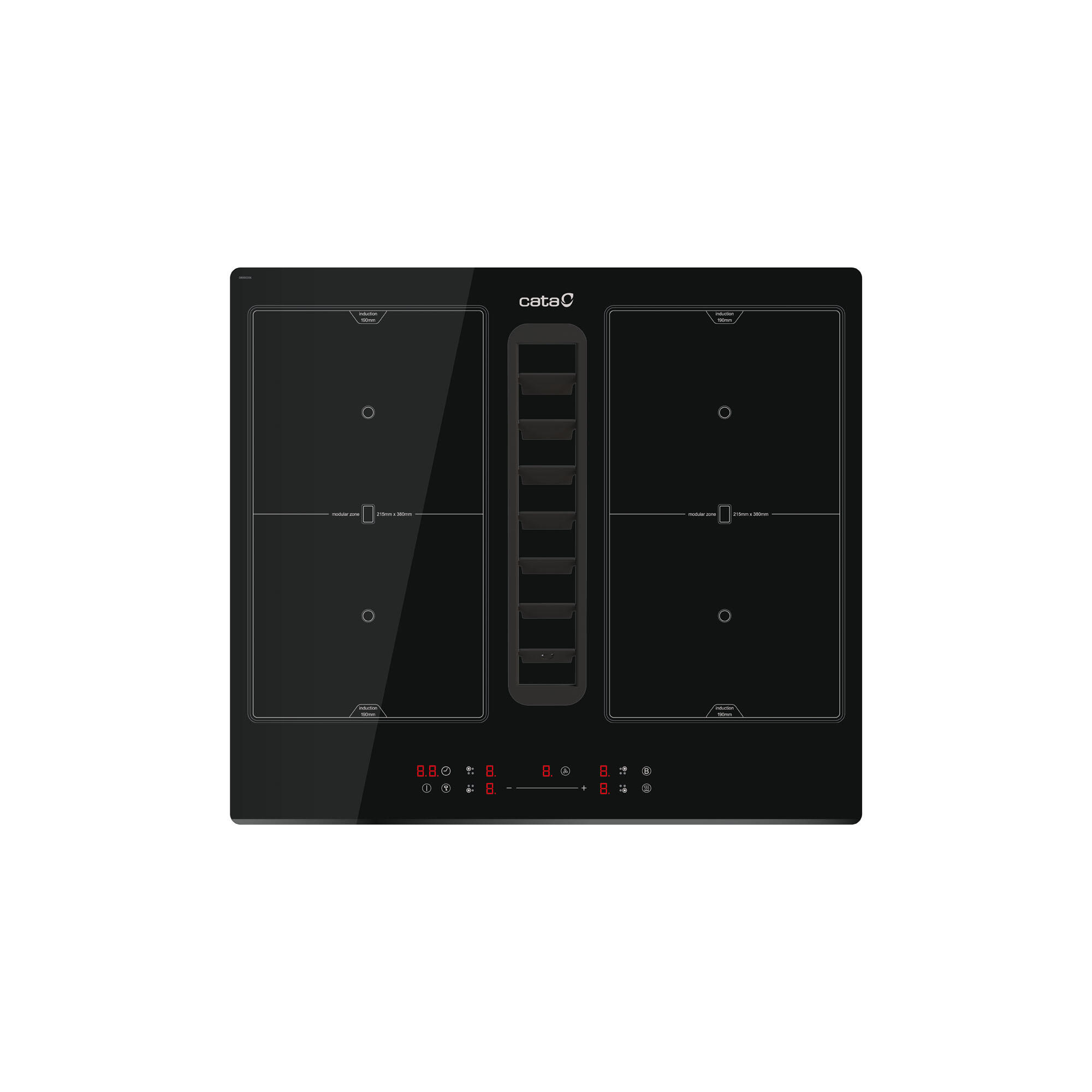 Placa de indução com exaustor 673,2 m3/h 4 zonas de cozeduras 59x52x17 cm preto - 2