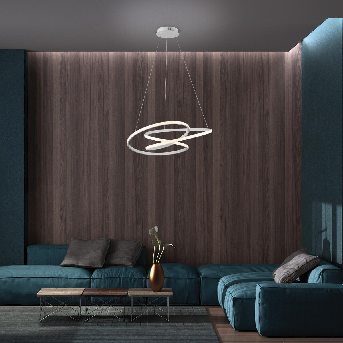 Lampadario LED moderno REIKA bianco ø60cm, luce con 2 temperature di colore 5400 lumen - 4