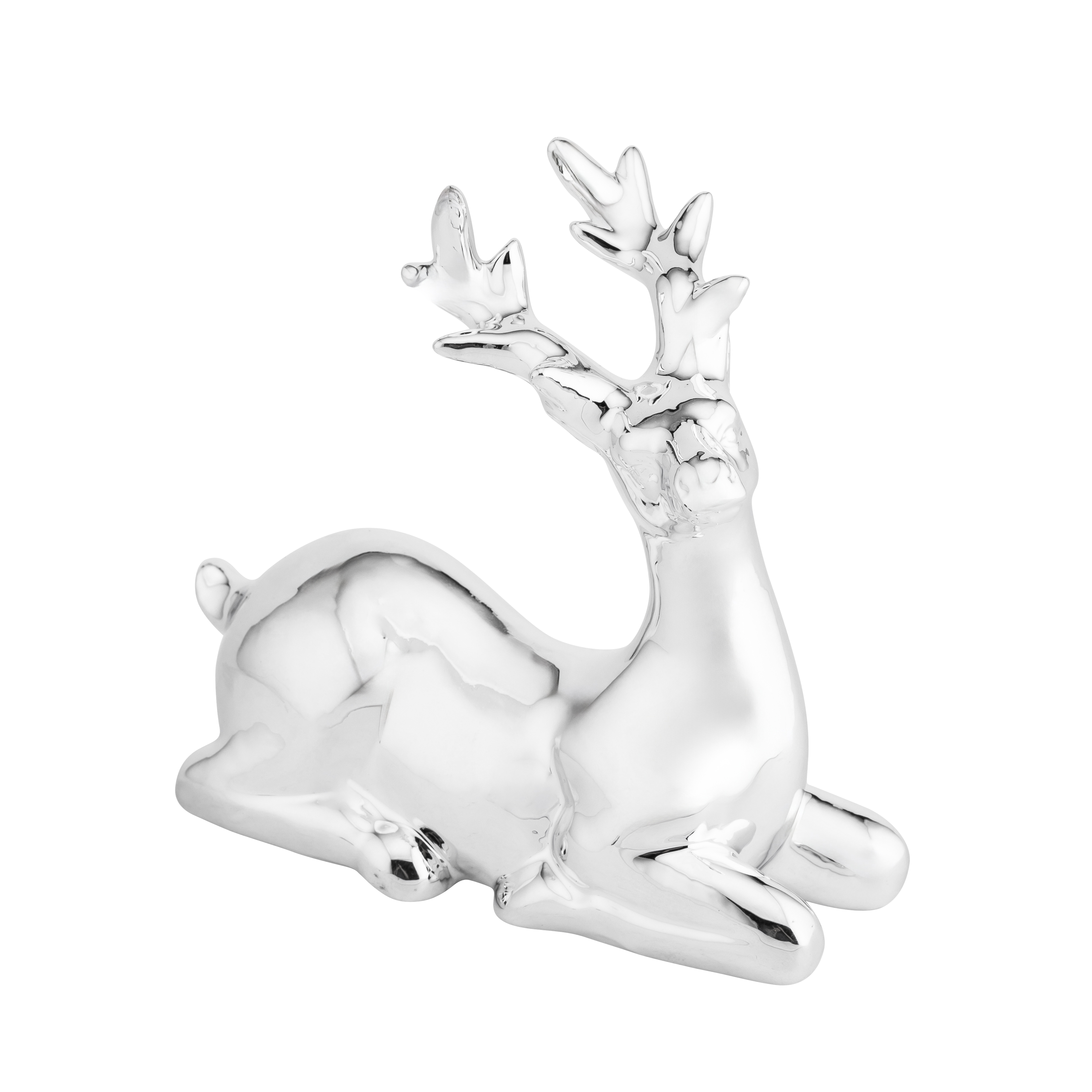 Figurka ceramiczna Renifer srebrna wys. 12 cm