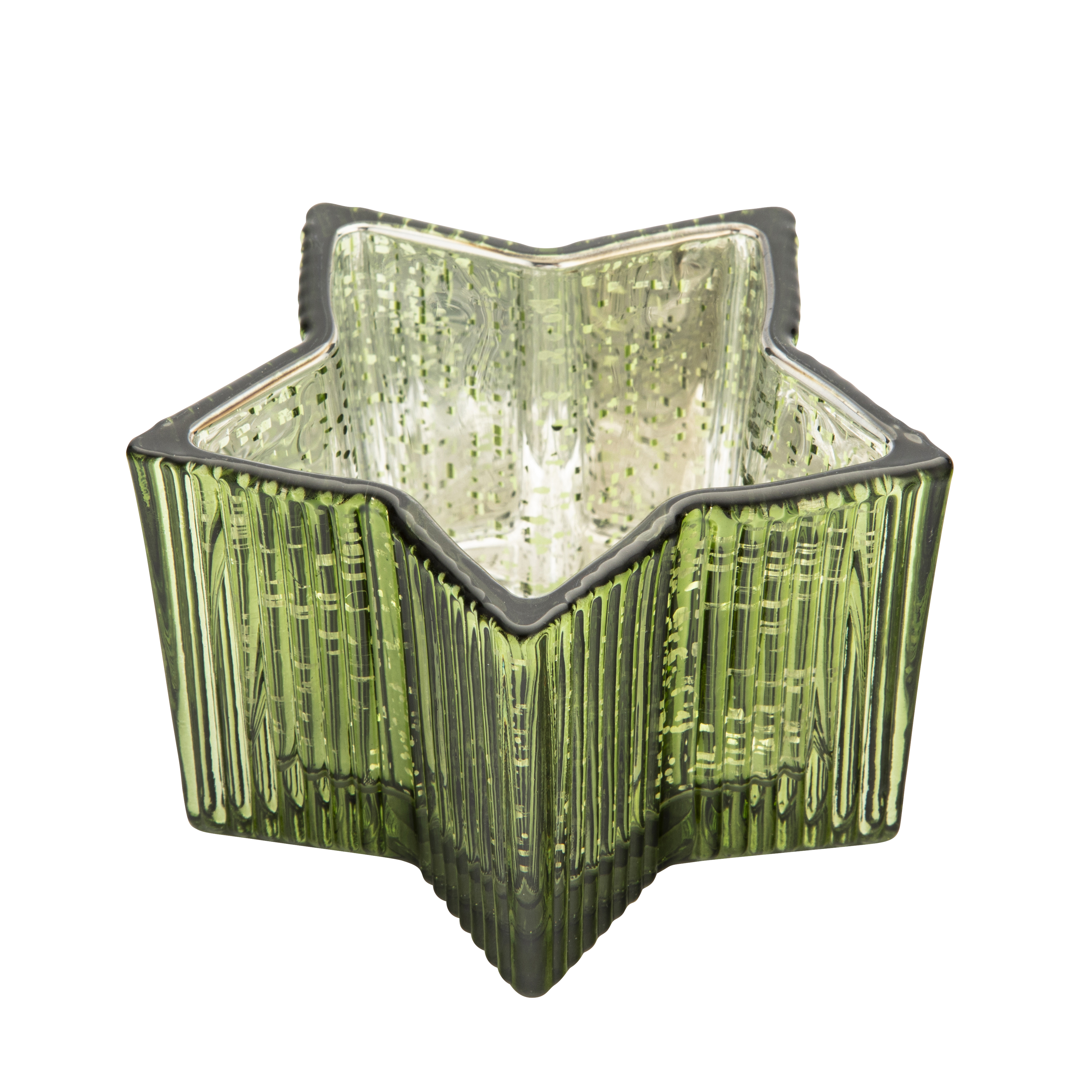 Świecznik szklany na tealight Gwiazdka 11 x 6.5 cm zielony
