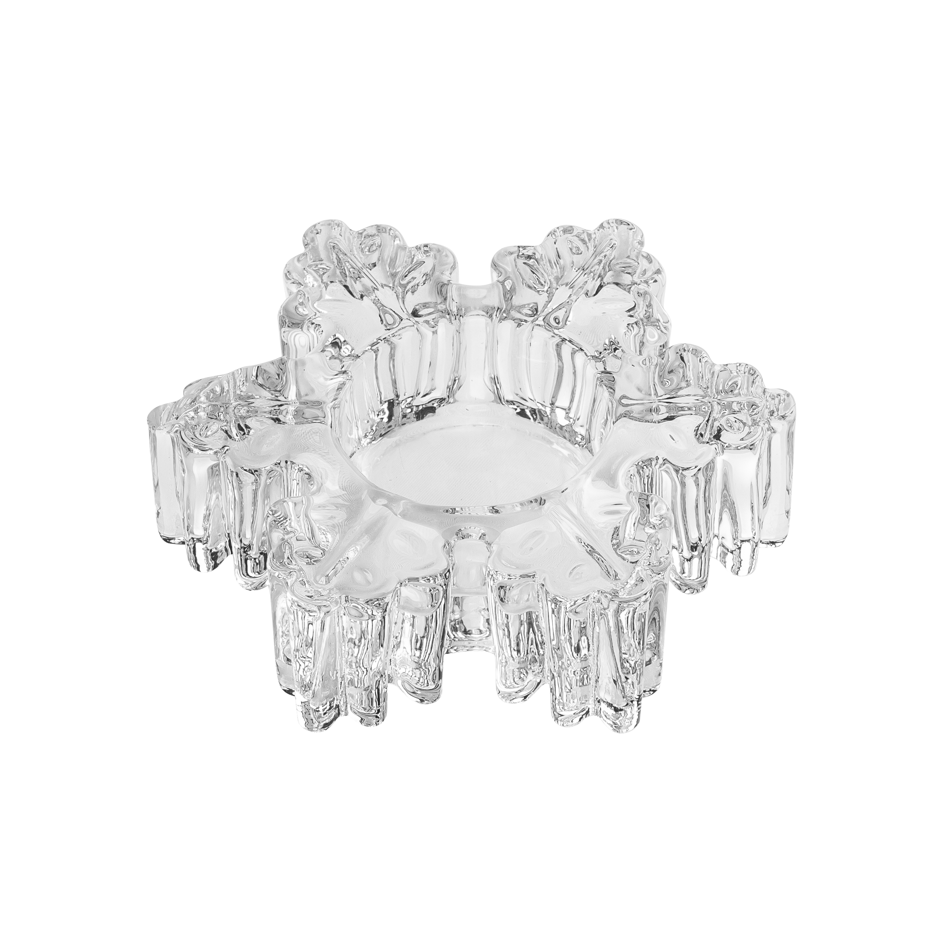 Świecznik szklany Śnieżynka na tealight 11.5 x 3 cm transparentny