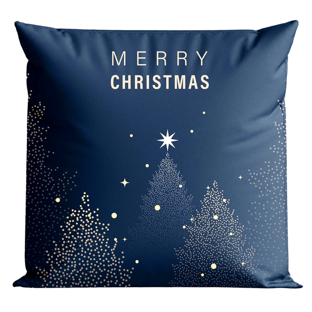 Poduszka świąteczna Choinki granatowo-złota 45 x 45 cm