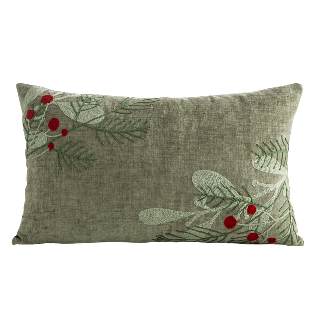 Poduszka świąteczna Świerk zielono-czerwona 50 x 30 cm
