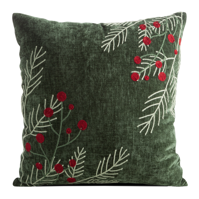 Poduszka świąteczna Świerk zielono-czerwona 45 x 45 cm