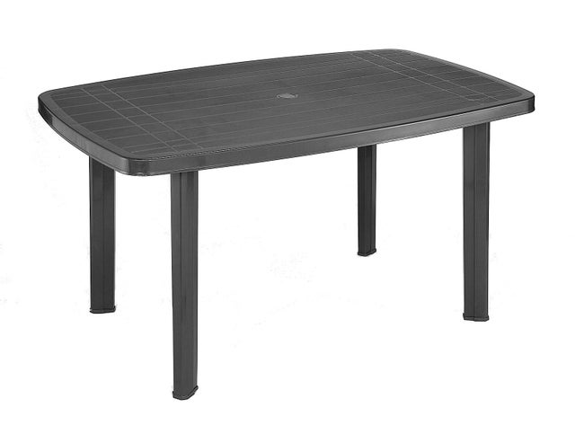 Tavolo da pranzo per giardino Faro struttura e superficie in polipropilene antracite per 6 persone 138x85cm