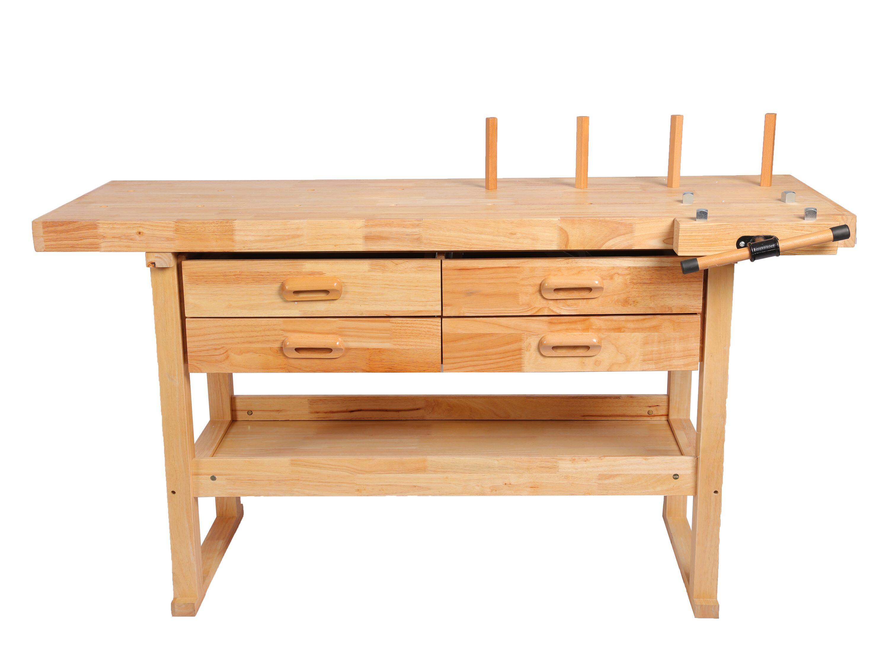 Etabli en bois, 4 tiroirs, 152cm, etab1520, DOMAC - 3