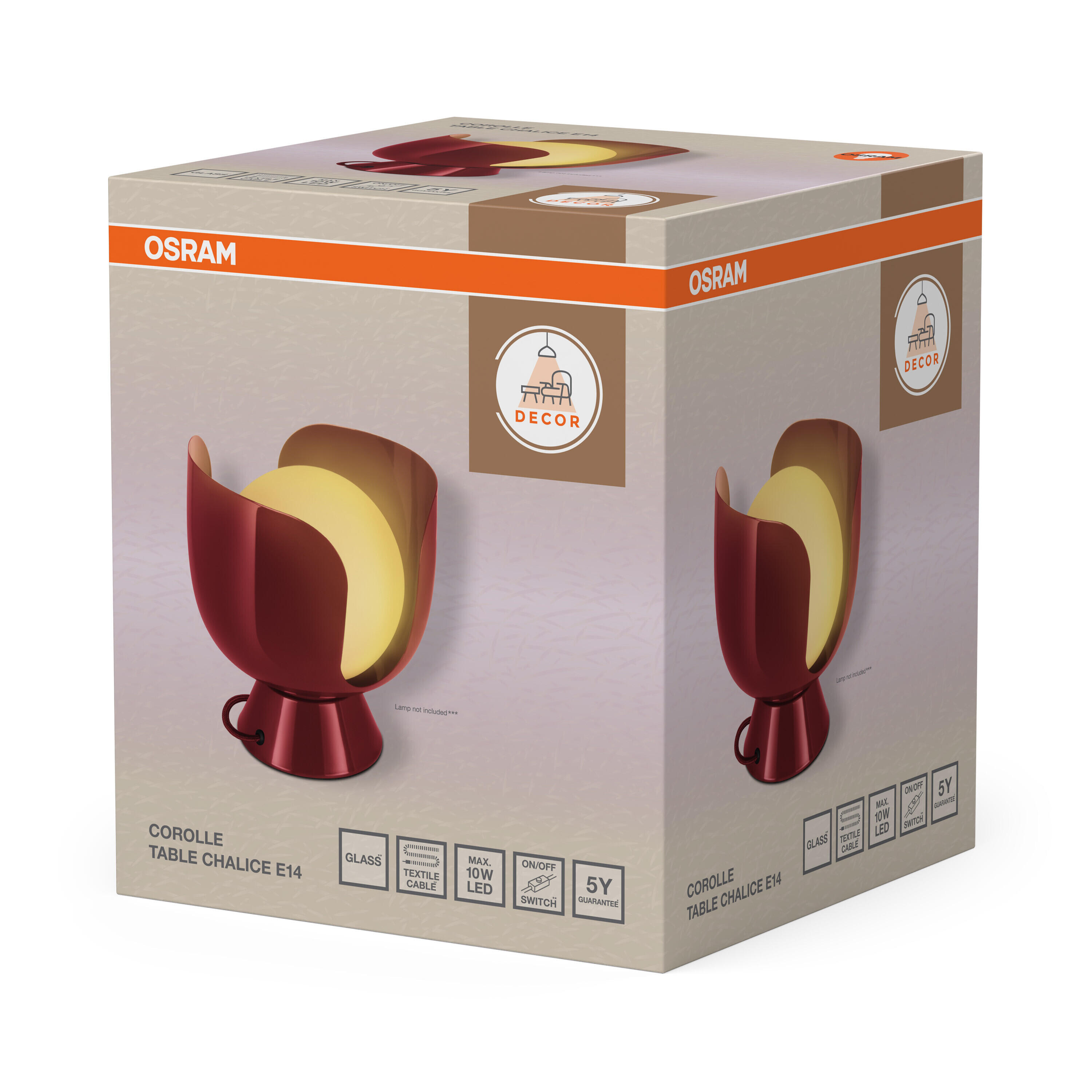 Lampe Corolle, acier, rouge, H.20 cm, E14 - 4