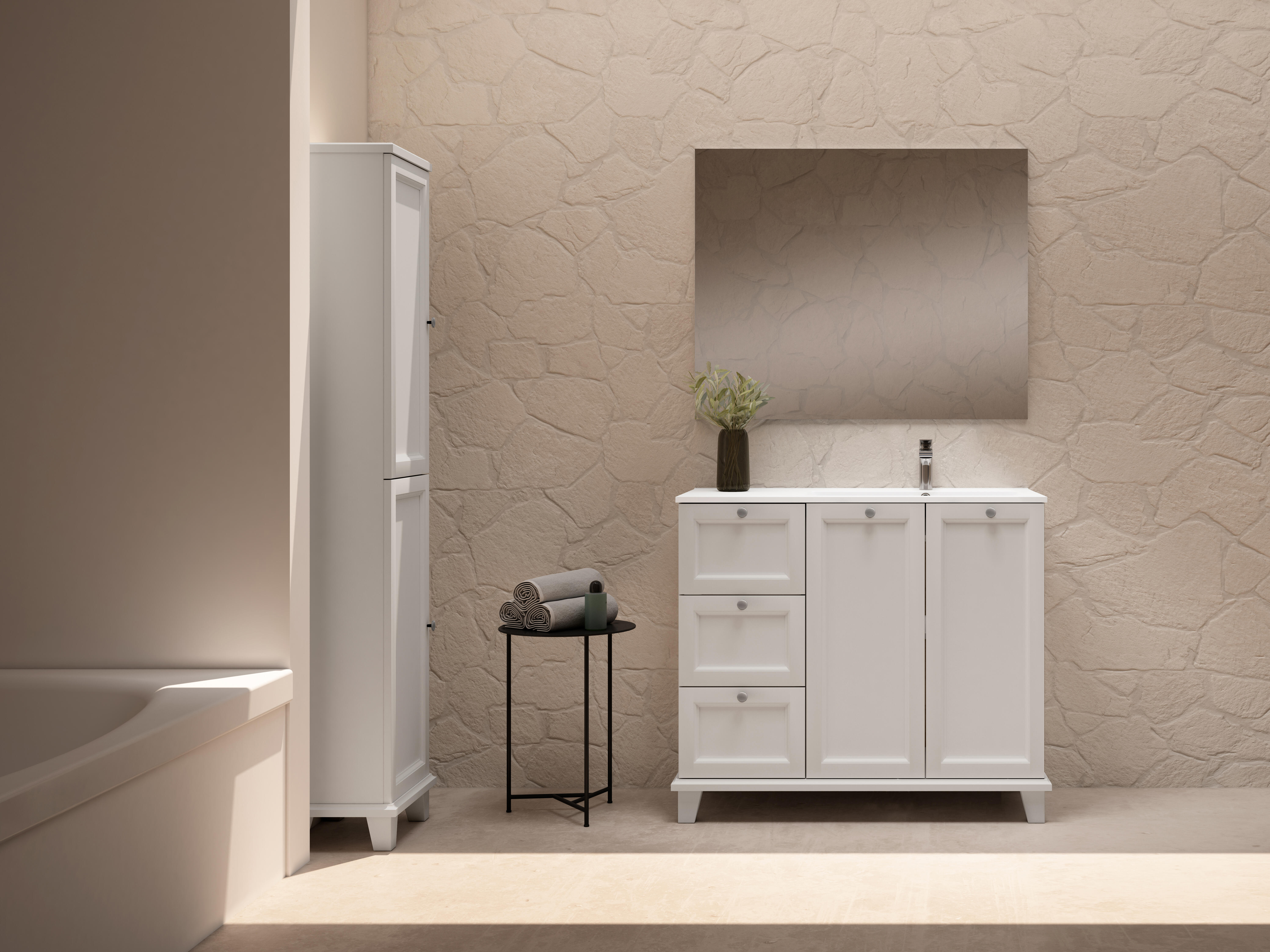 Mueble de baño Unike perla 105x45 cm (lavabo no incluido) - 4