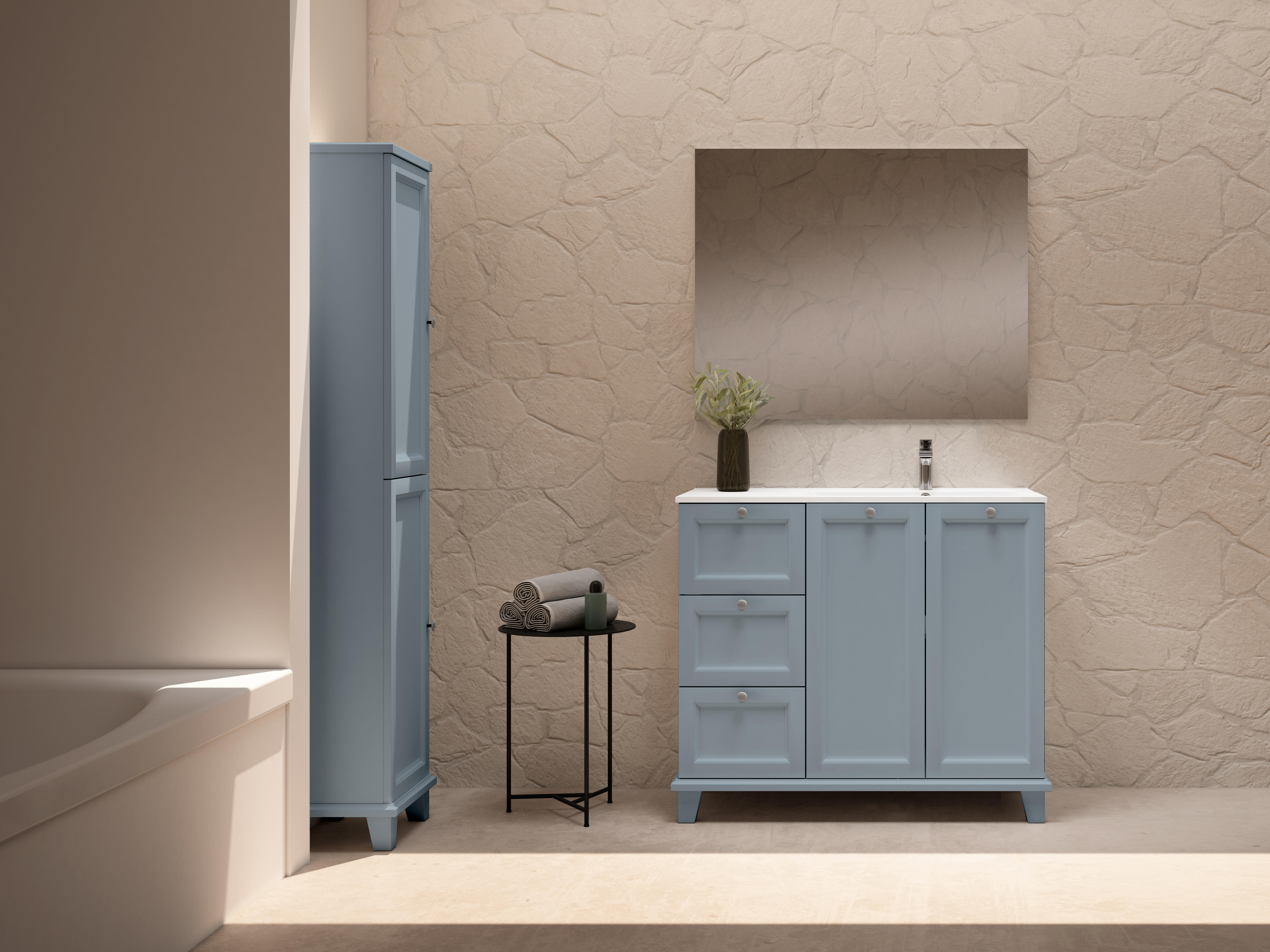 Mueble de baño Unike azul 105x45 cm (lavabo no incluido) - 4