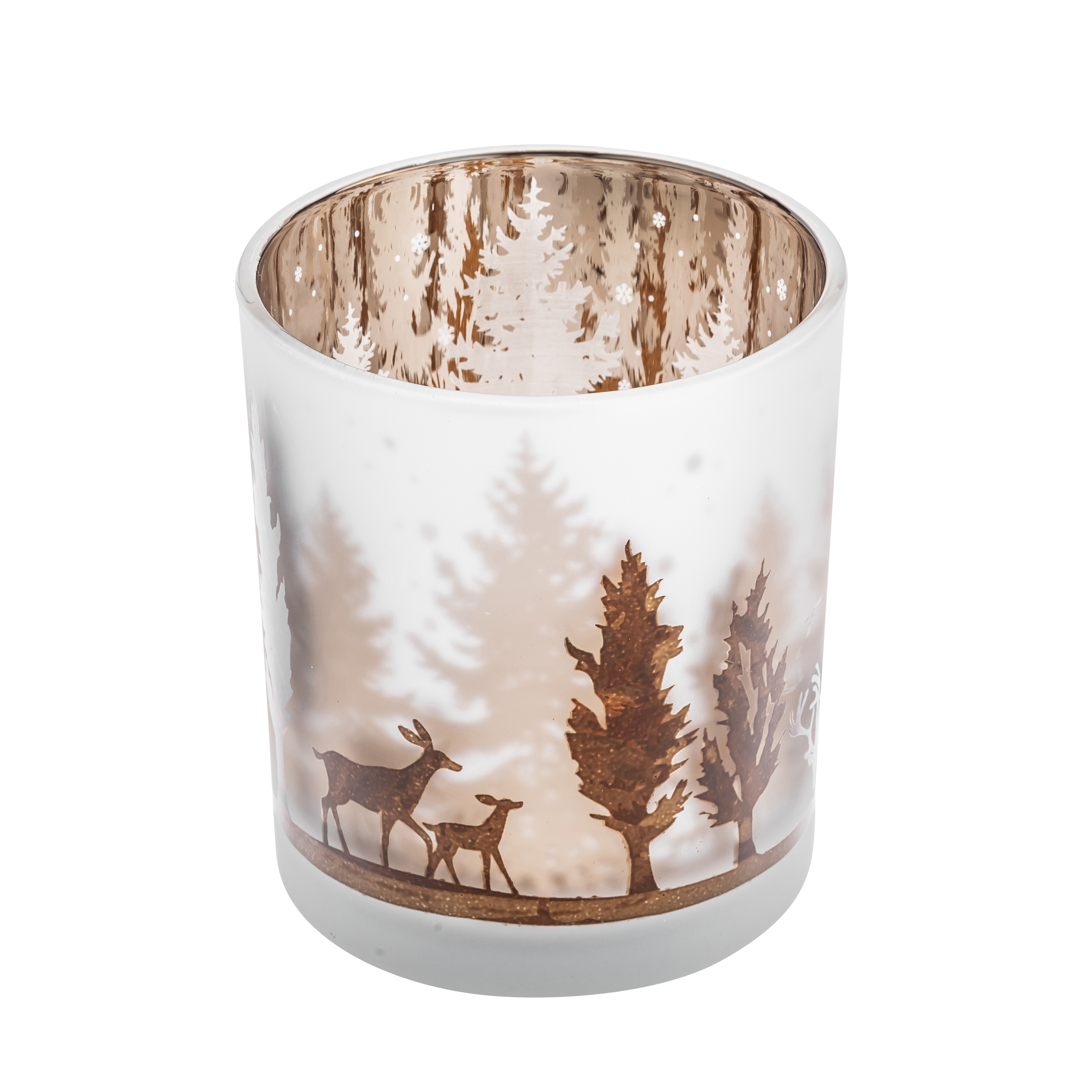 Świecznik szklany na tealight Las 9 x 10 cm szroniony - 3