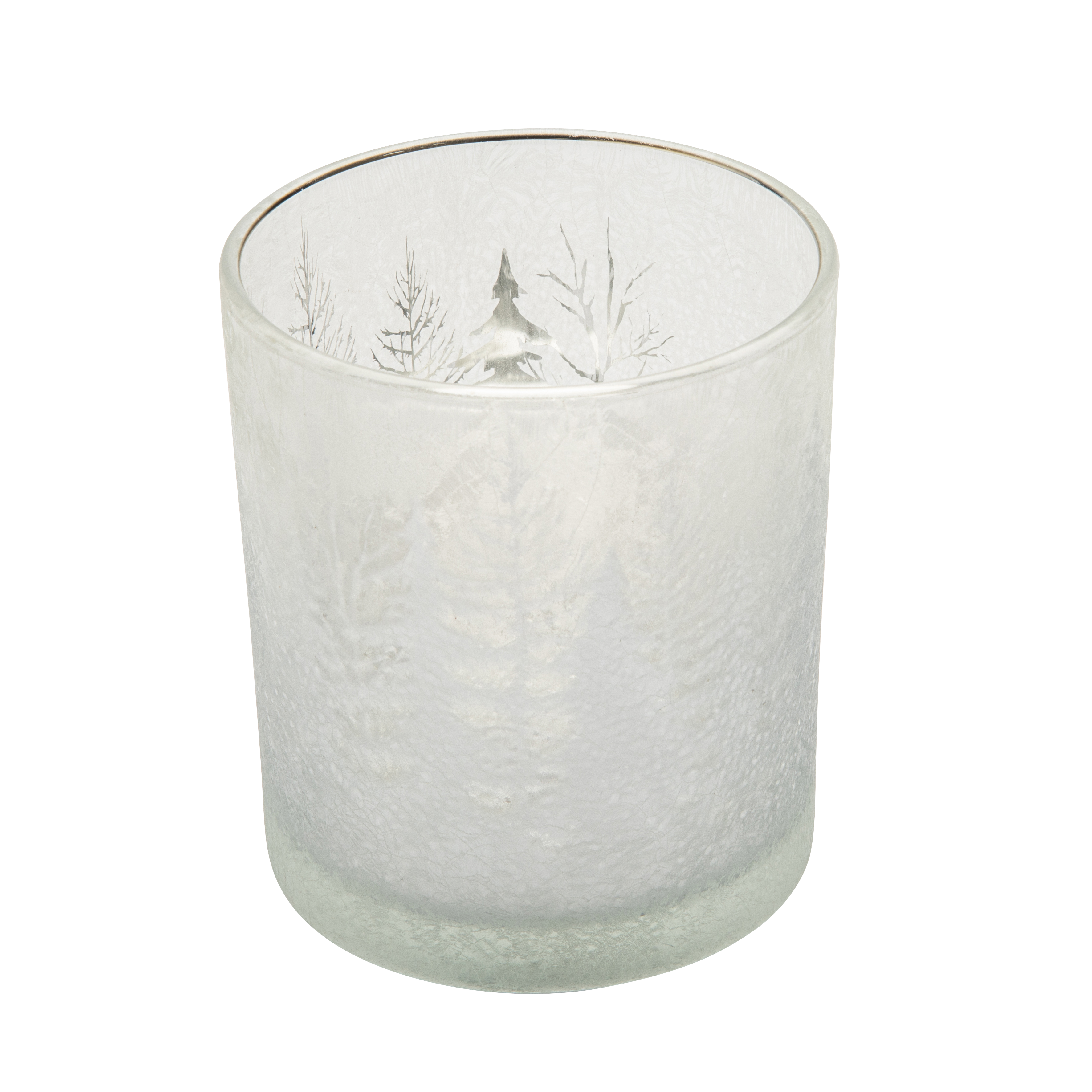 Świecznik szklany na tealight Choinki 9 x 10 cm srebrny - 3