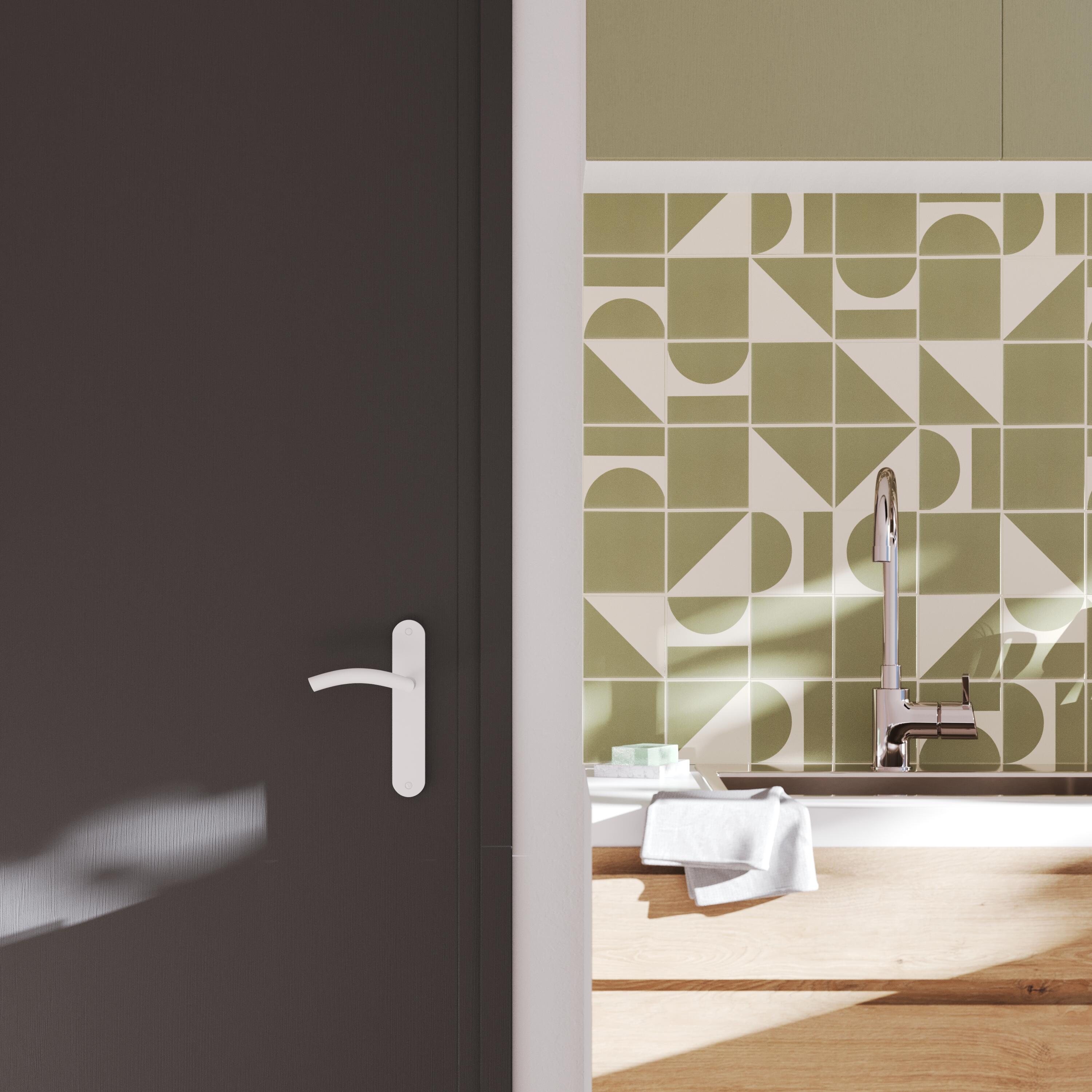 2 poignées sur plaque sans trou Margaud acier inoxydable blanc mat entraxe 195mm - 2