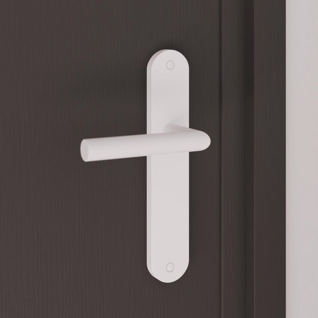 2 poignées sur plaque sans trou Sara acier inoxydable blanc mat, entraxe 195 mm