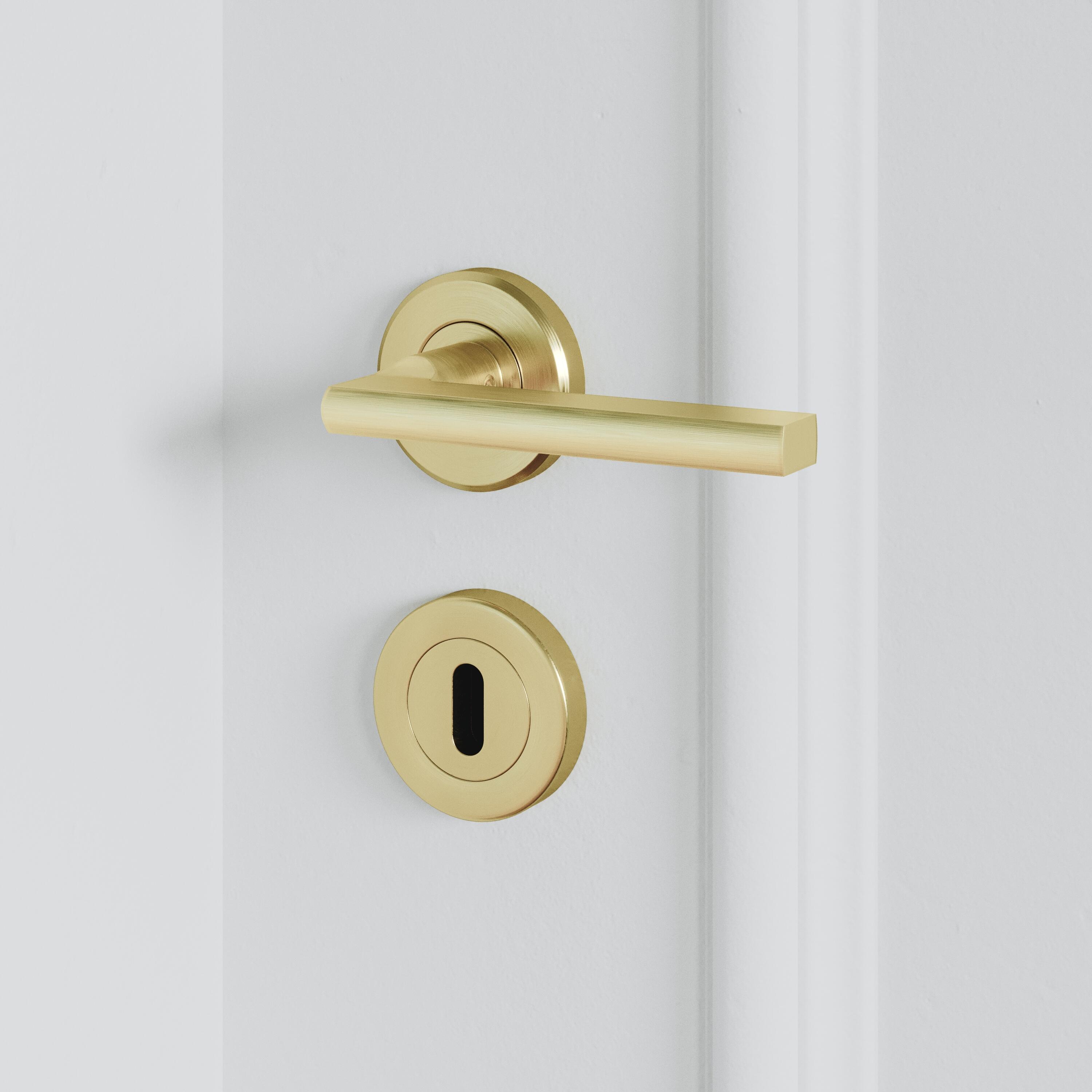 Puxador de porta com entrada para chave alumínio escovado dourado mate Inspire Lee - 4