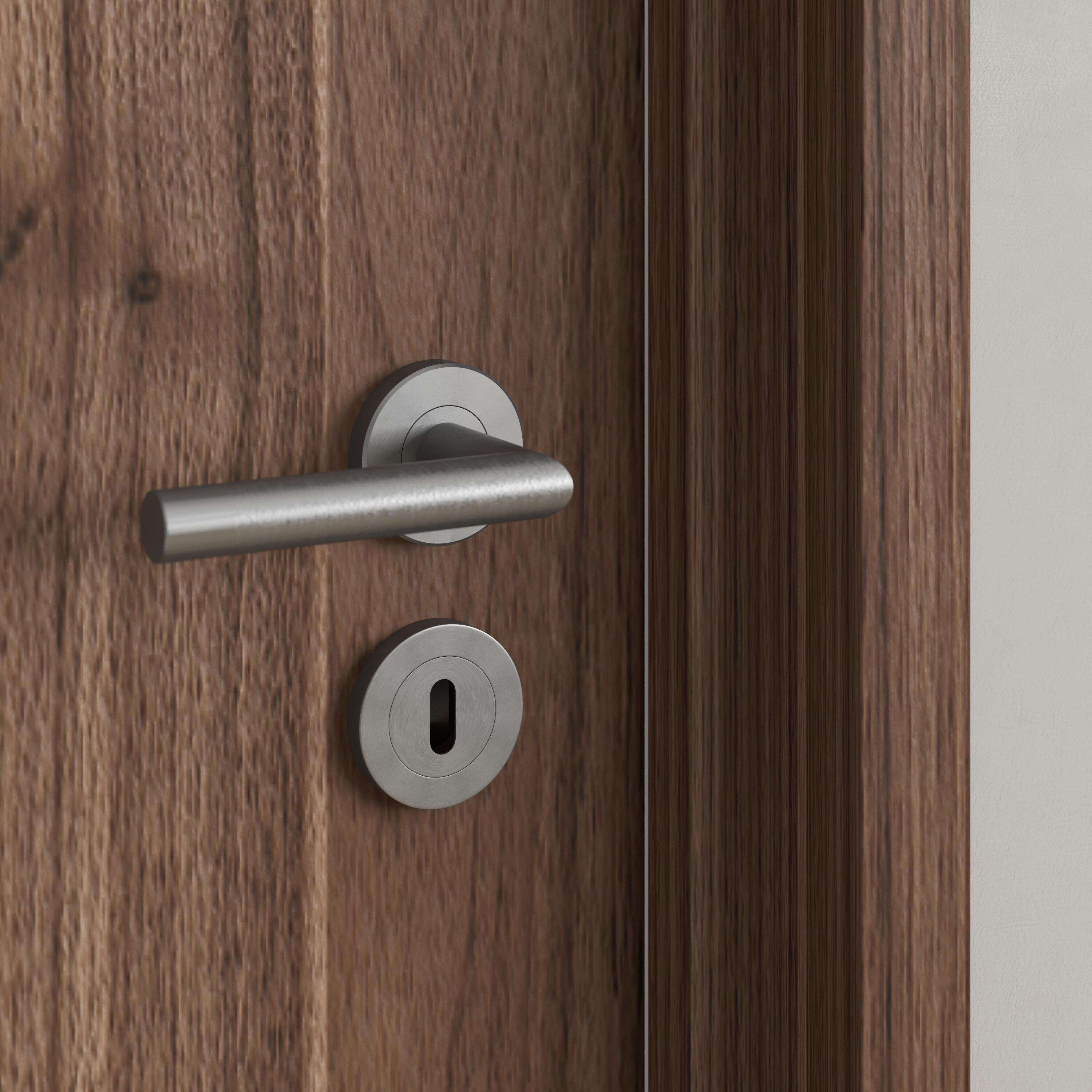Puxador de porta com entrada de chave aço inoxidável escovado brilhante Inspire Sara - 4